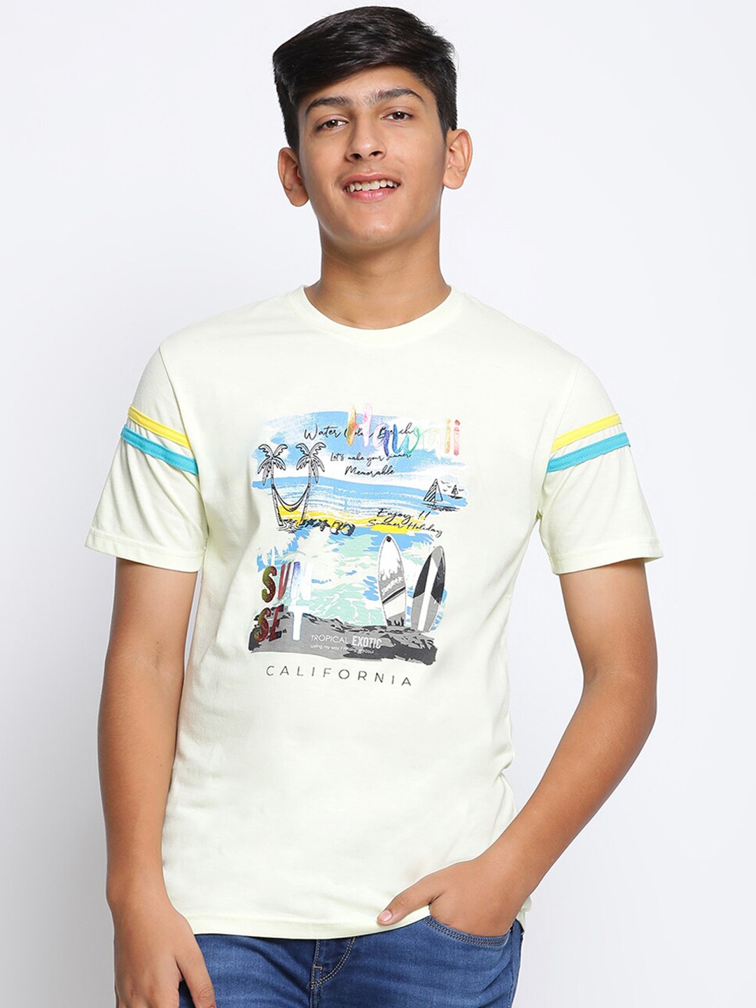 

Lil Tomatoes Boys Lime Green Printed T-shirt