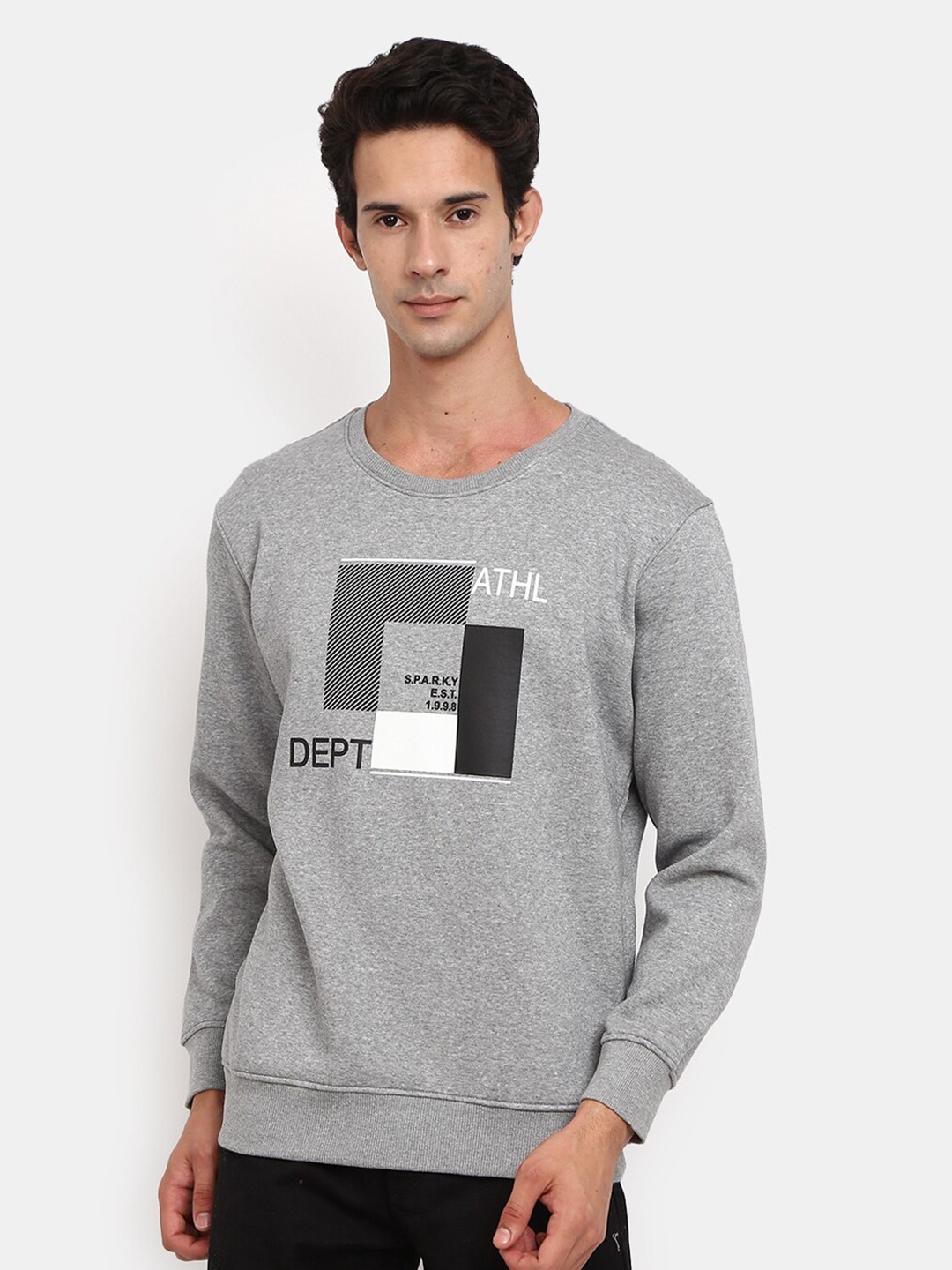 

V-Mart Men Grey Graphic Printed Fleece Sweatshirt
