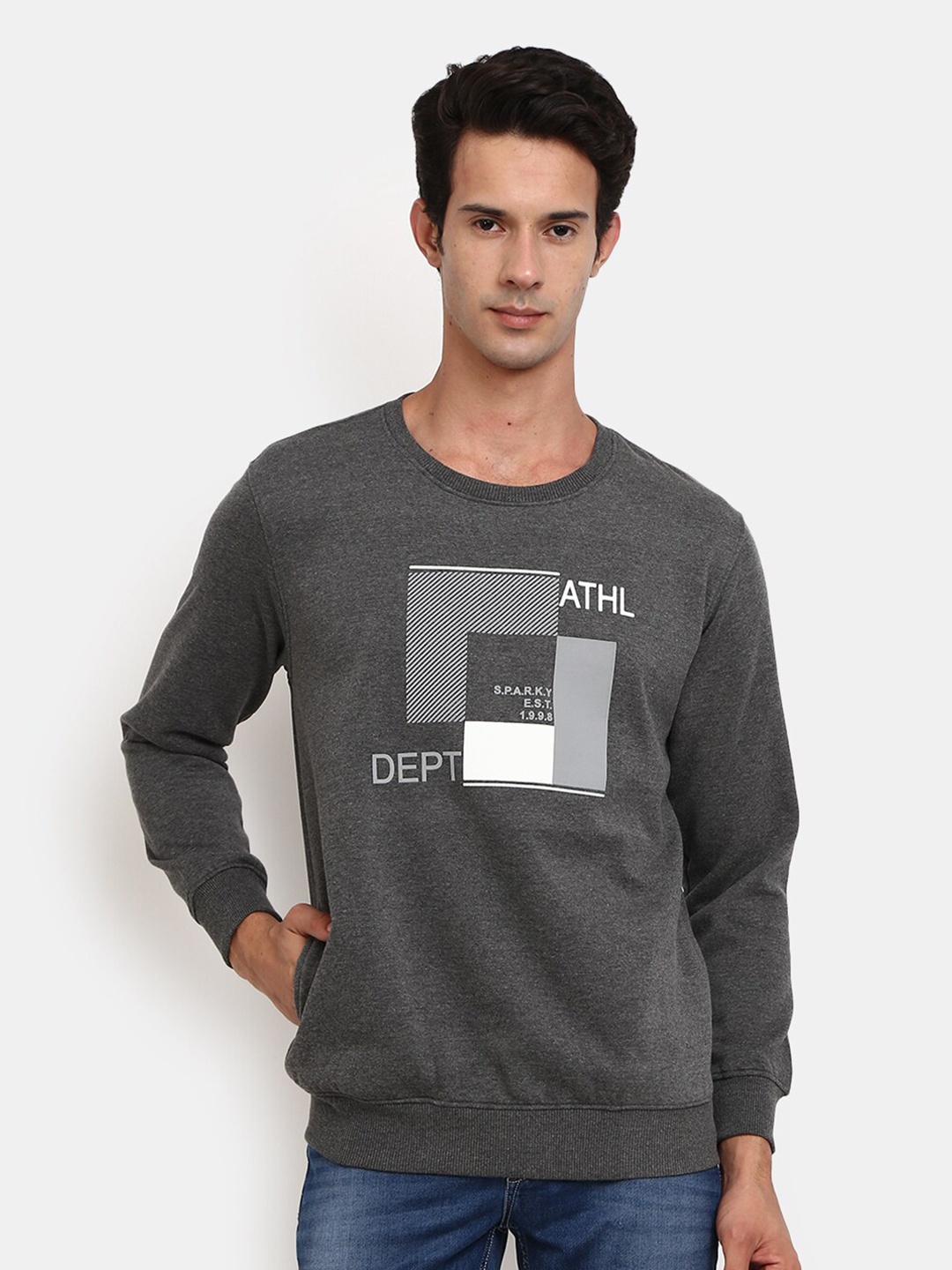 

V-Mart Round Neck Printed Sweatshirt, Grey