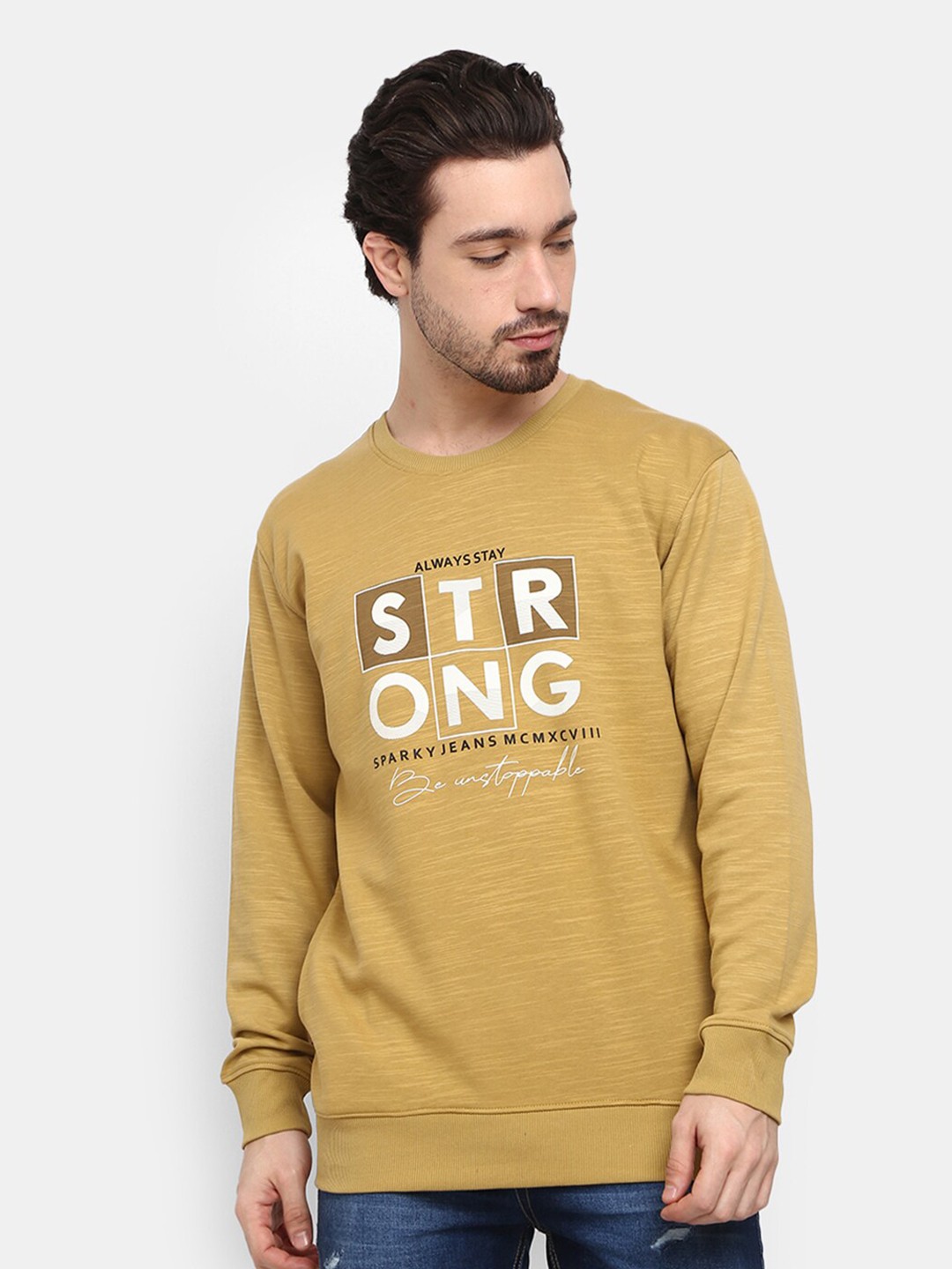 

V-Mart Men Yellow Printed Sweatshirt