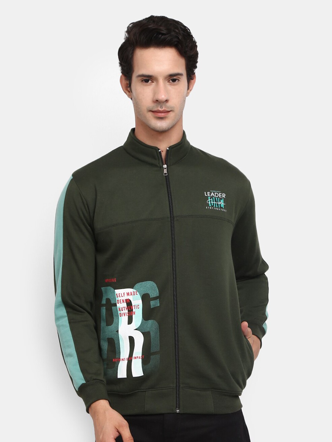 

V-Mart Men Olive Green Printed Sweatshirt