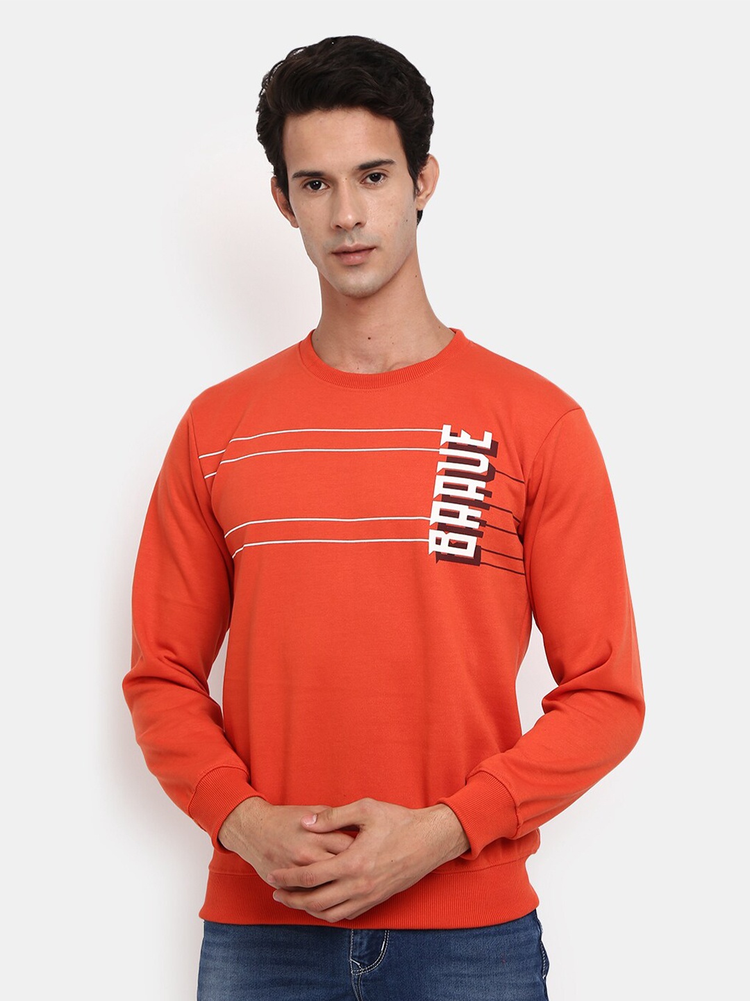 

V-Mart Men Rust Typography Printed Round Neck Sweatshirt
