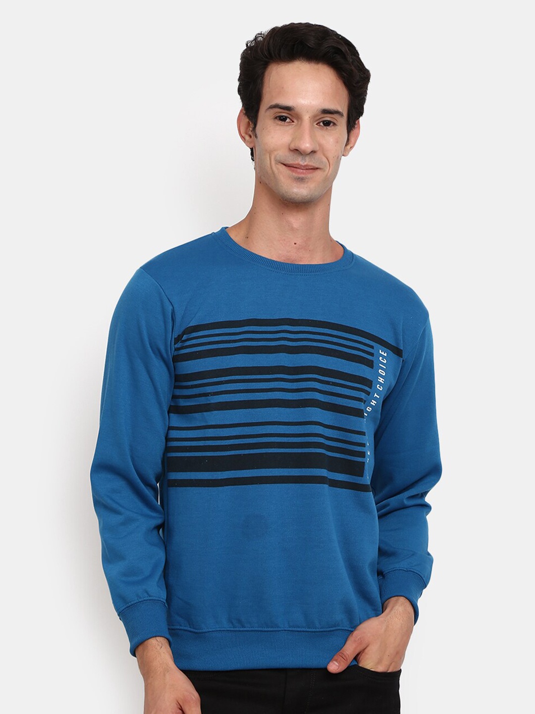 

V-Mart Men Blue Printed Fleece Sweatshirt