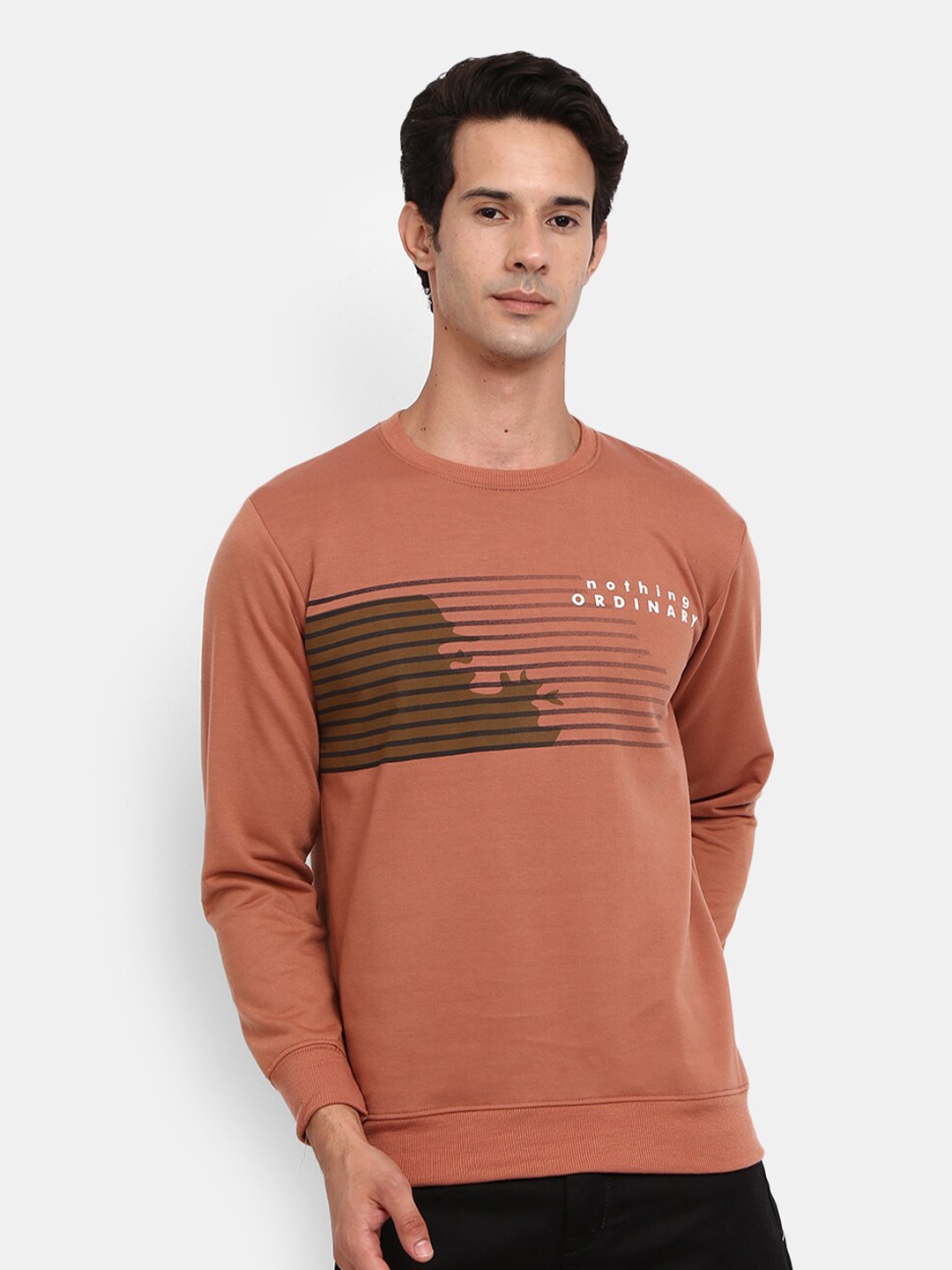 

V-Mart Men Brown Graphic Printed Fleece Sweatshirt