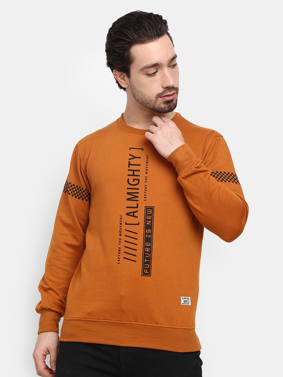 

V-Mart Men Rust Typography Printed Round Neck Sweatshirt