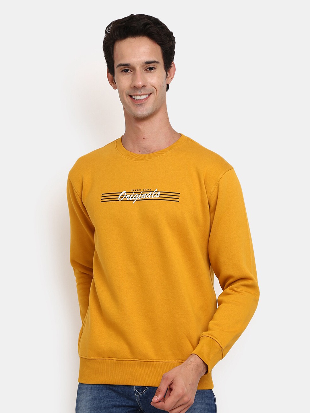 

V-Mart Men Yellow Typography Printed Round Neck Sweatshirt