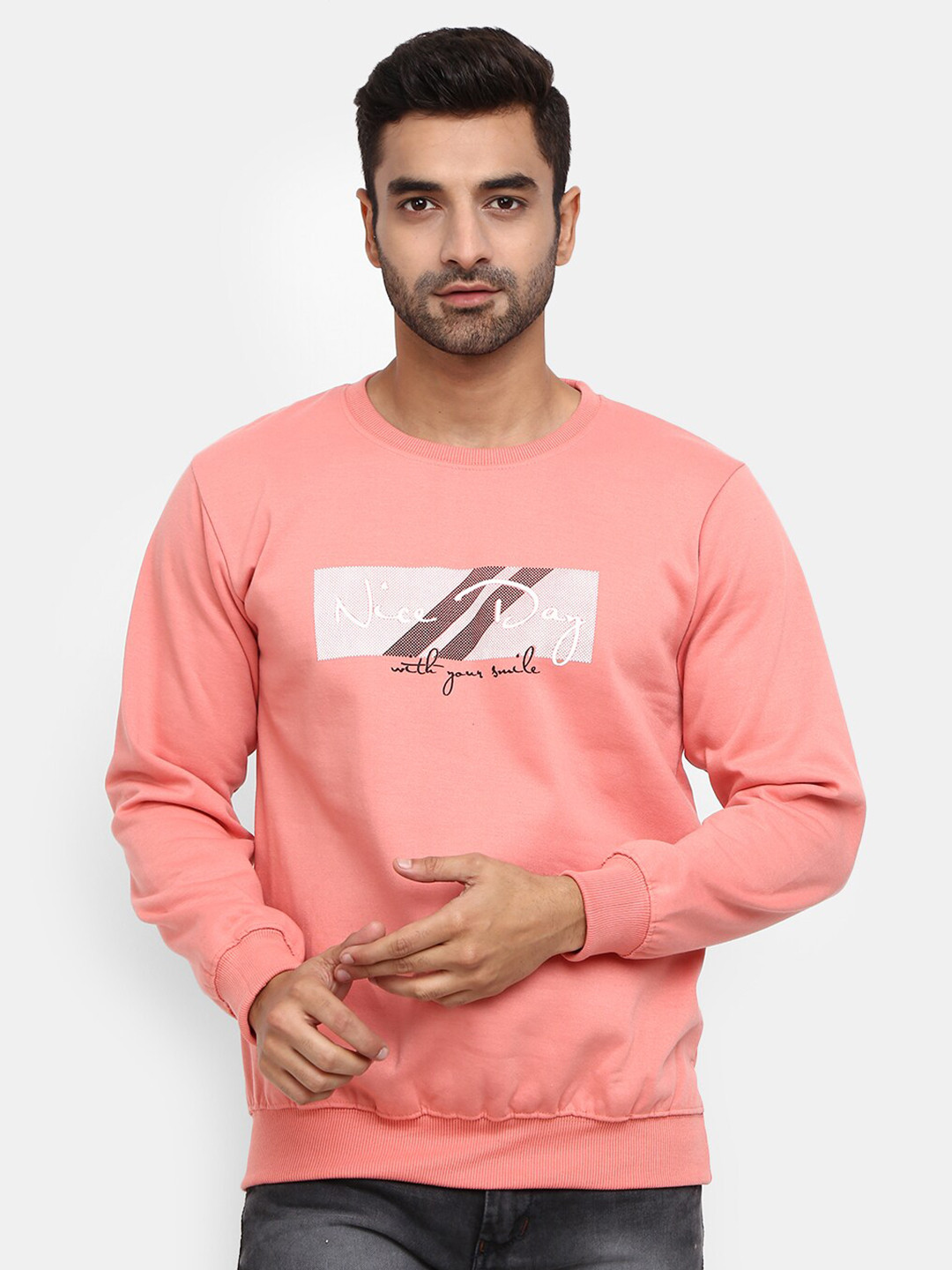 

V-Mart Round Neck Printed Fleece Sweatshirt, Pink