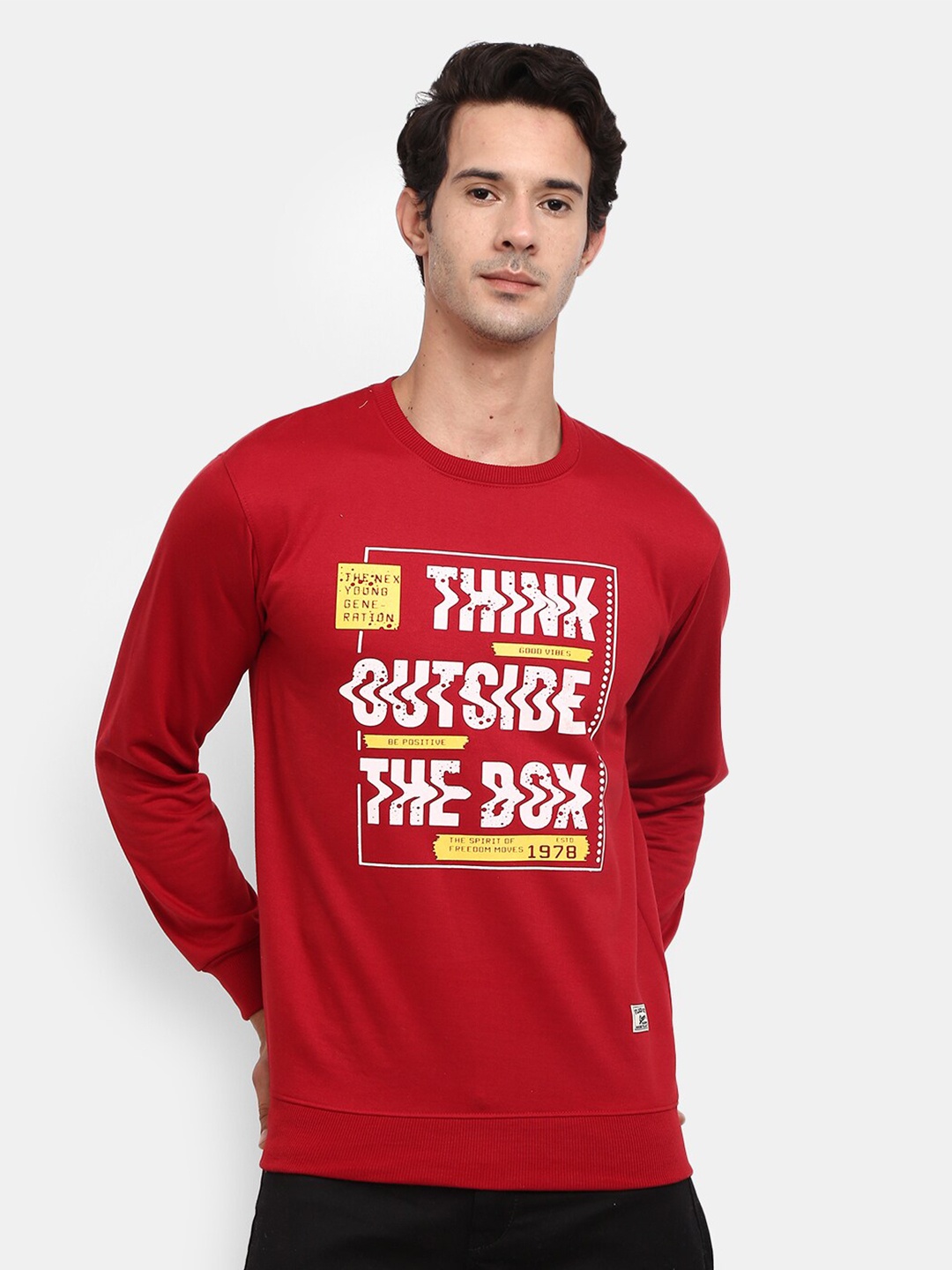 

V-Mart Men Red Typography Printed Sweatshirt
