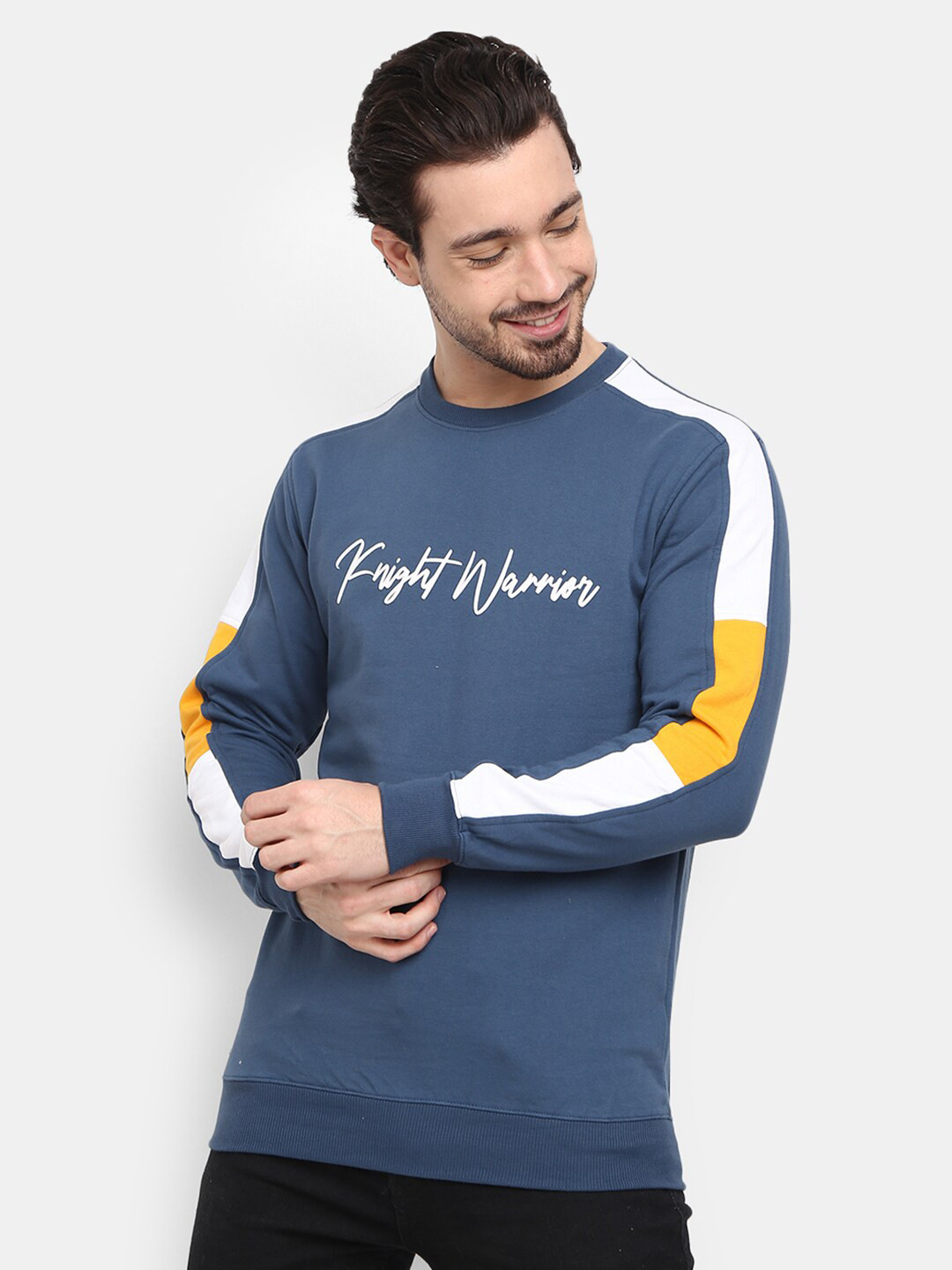 

V-Mart Men Teal Typography Printed Fleece Sweatshirt