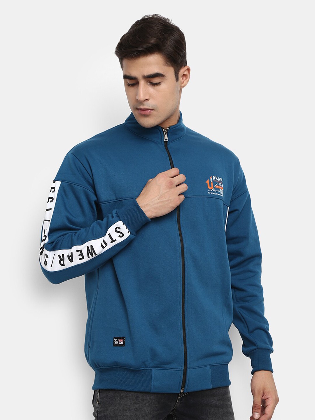 

V-Mart Men Teal Typography Printed Fleece Sweatshirt