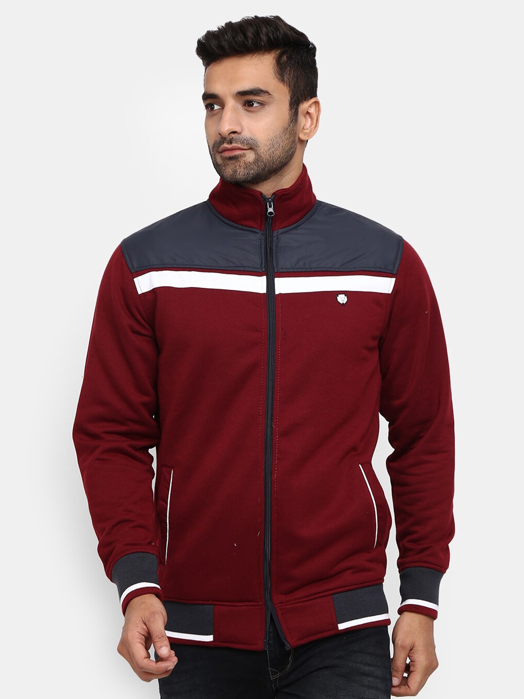 

V-Mart Mock Collar Fleece Sweatshirt, Maroon