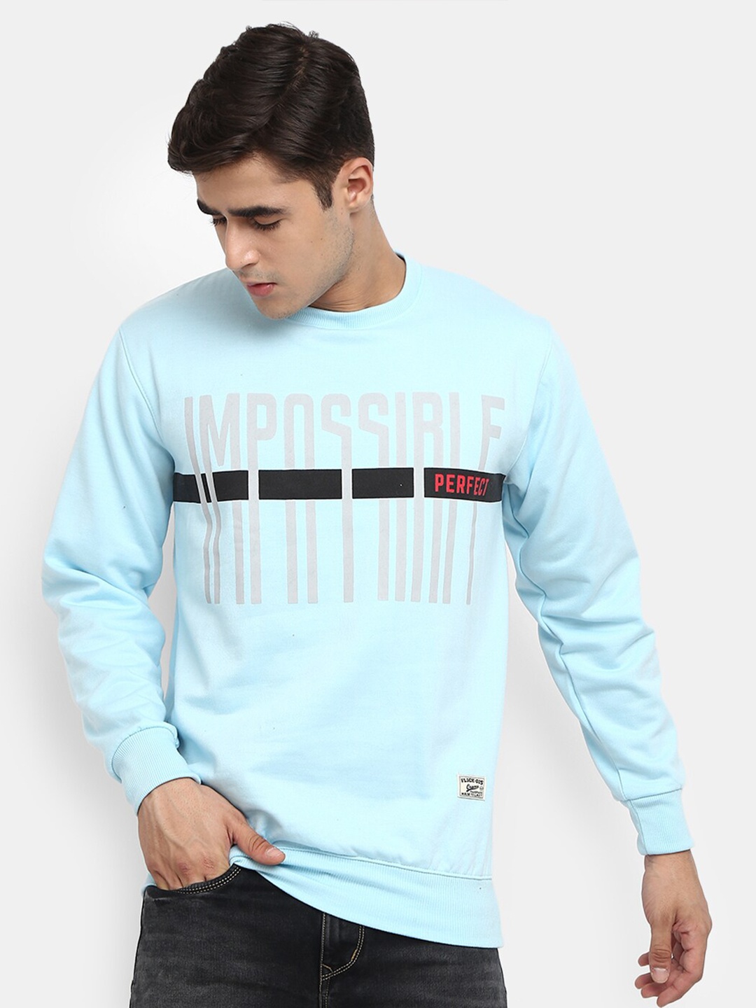 

V-Mart Round Neck Printed Fleece Sweatshirt, Blue