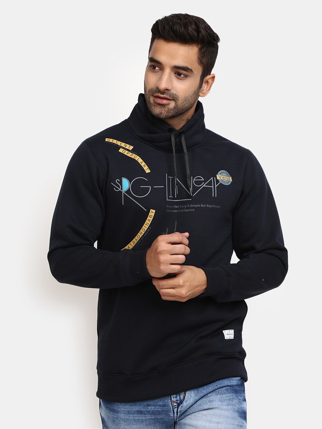 

V-Mart Men Navy Blue Printed Sweatshirt