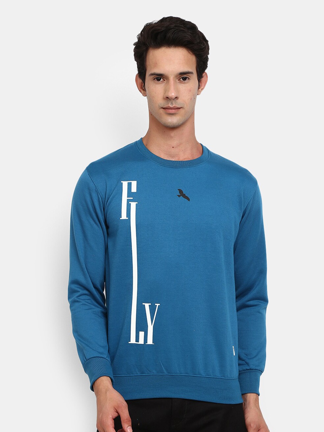 

V-Mart Men Teal Blue Printed Sweatshirt