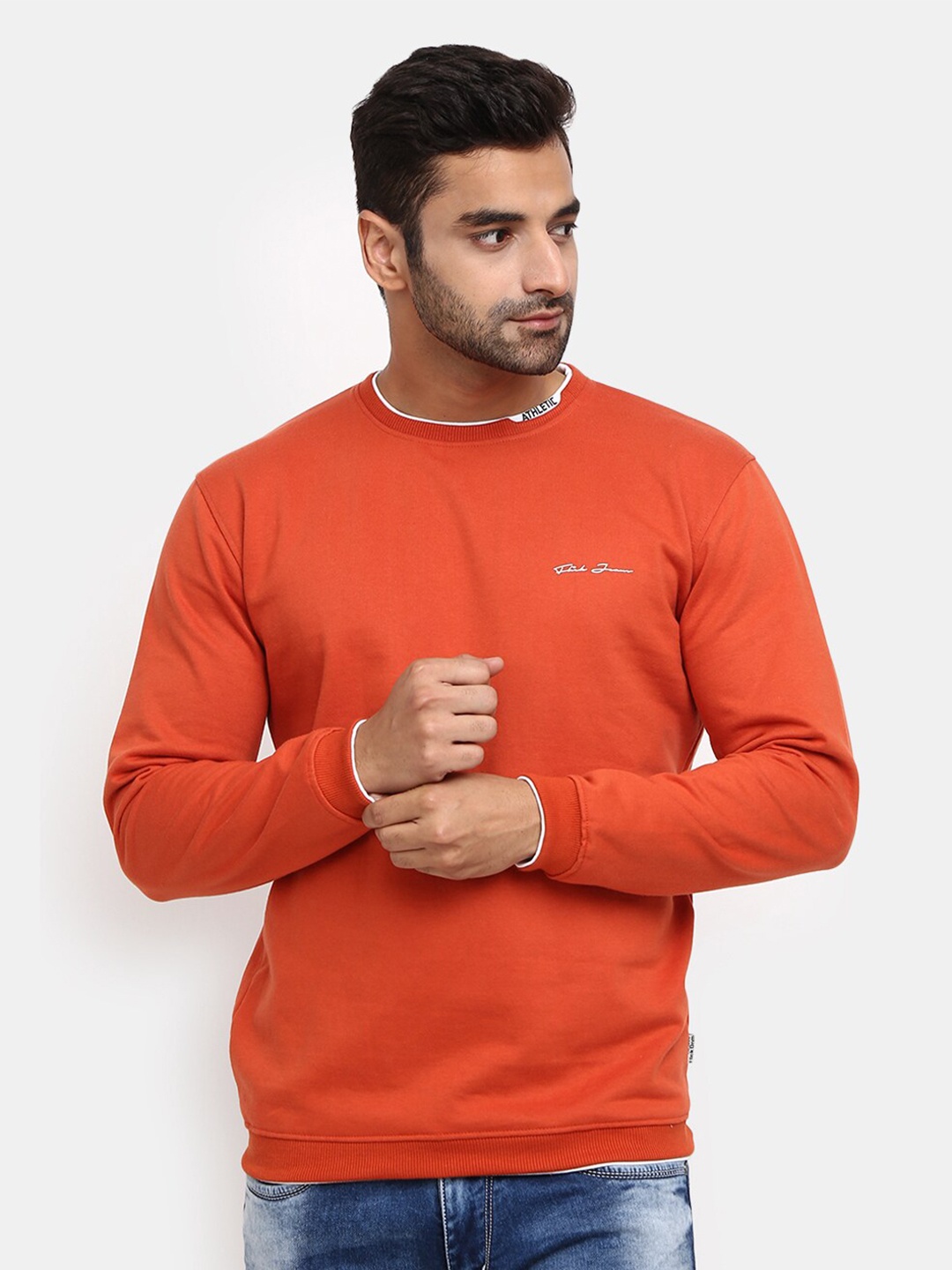 

V-Mart Round Neck Fleece Sweatshirt, Rust