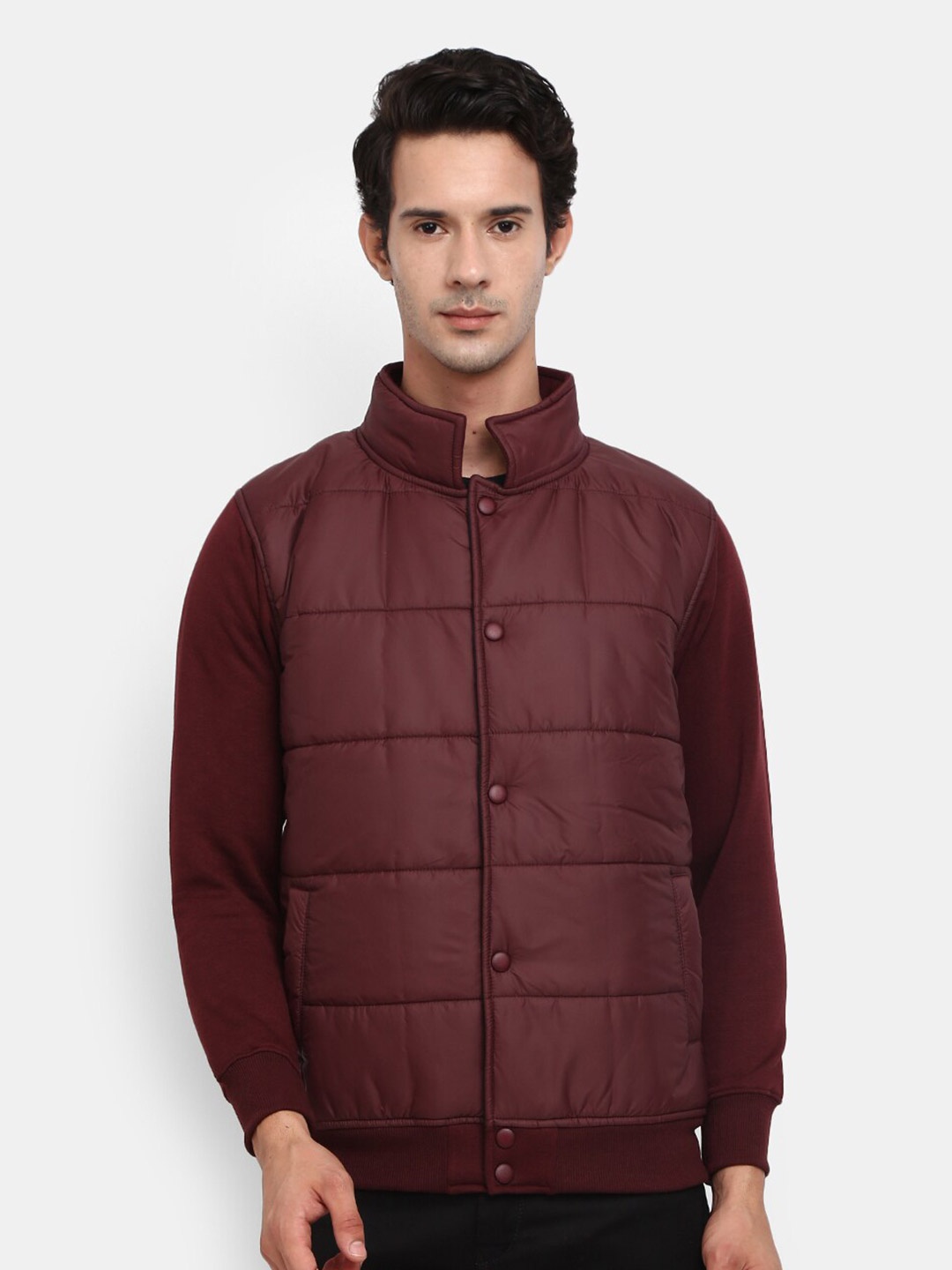 

V-Mart Men Red Fleece Puffer Jacket