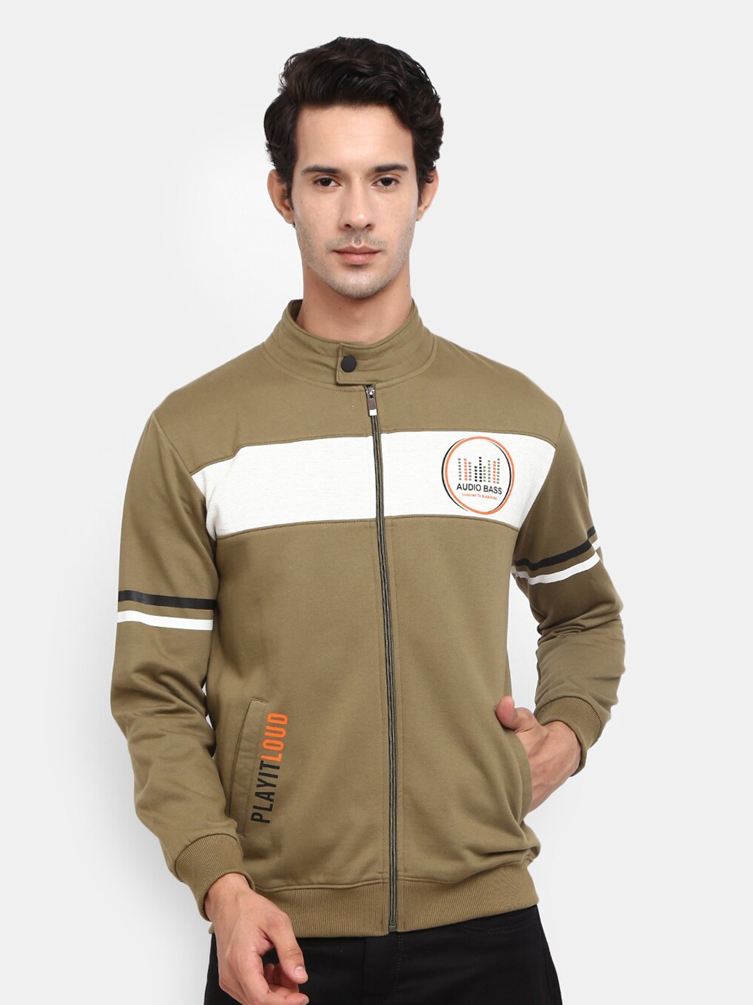 

V-Mart Men Khaki Colourblocked Sweatshirt