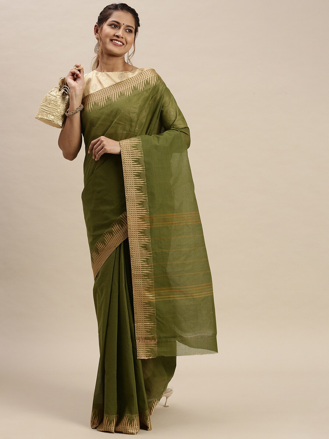 

Ramraj Green & Beige Chettinad Saree