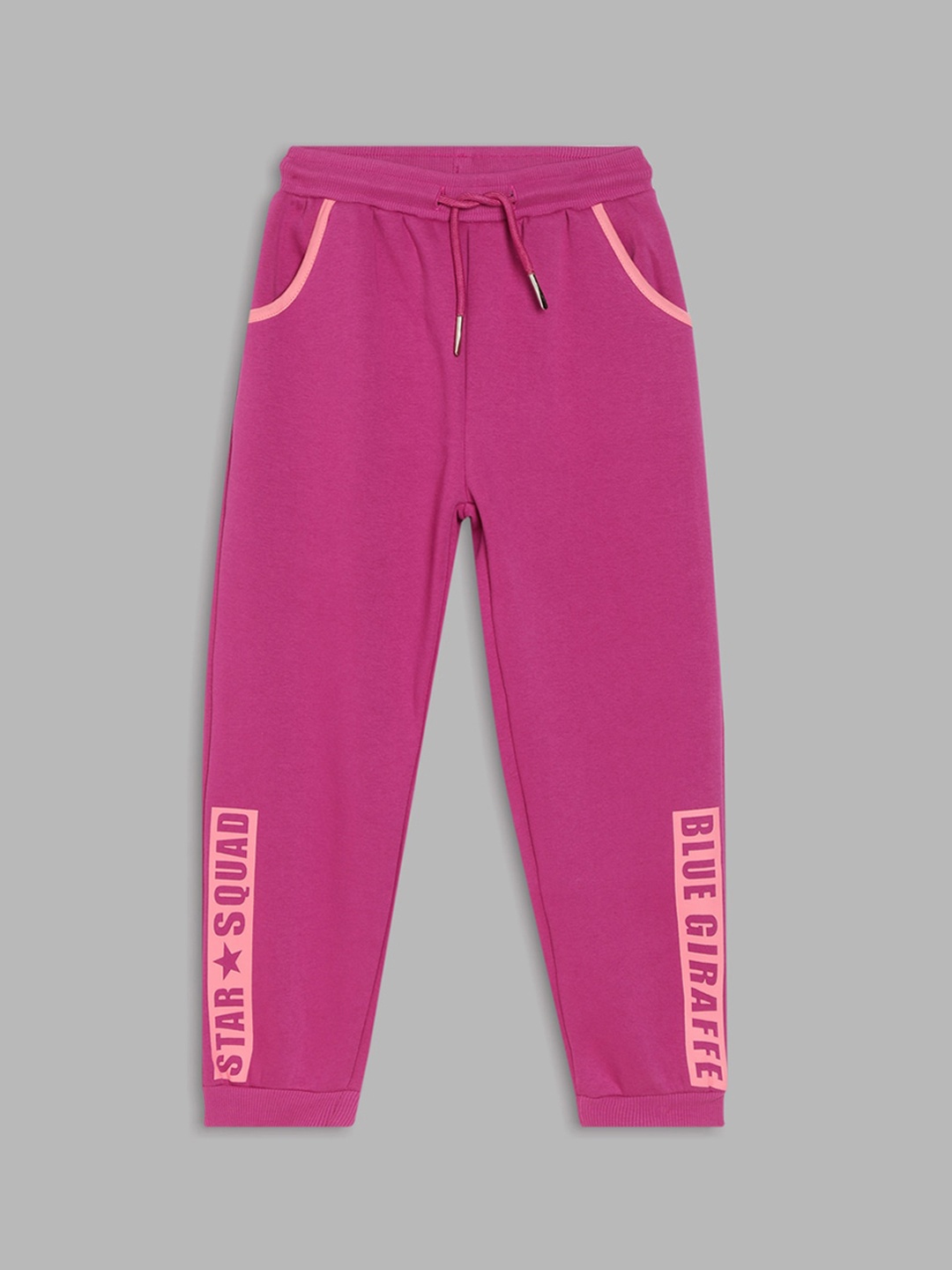 

Blue Giraffe Girls Pink Solid Regular Fit Joggers