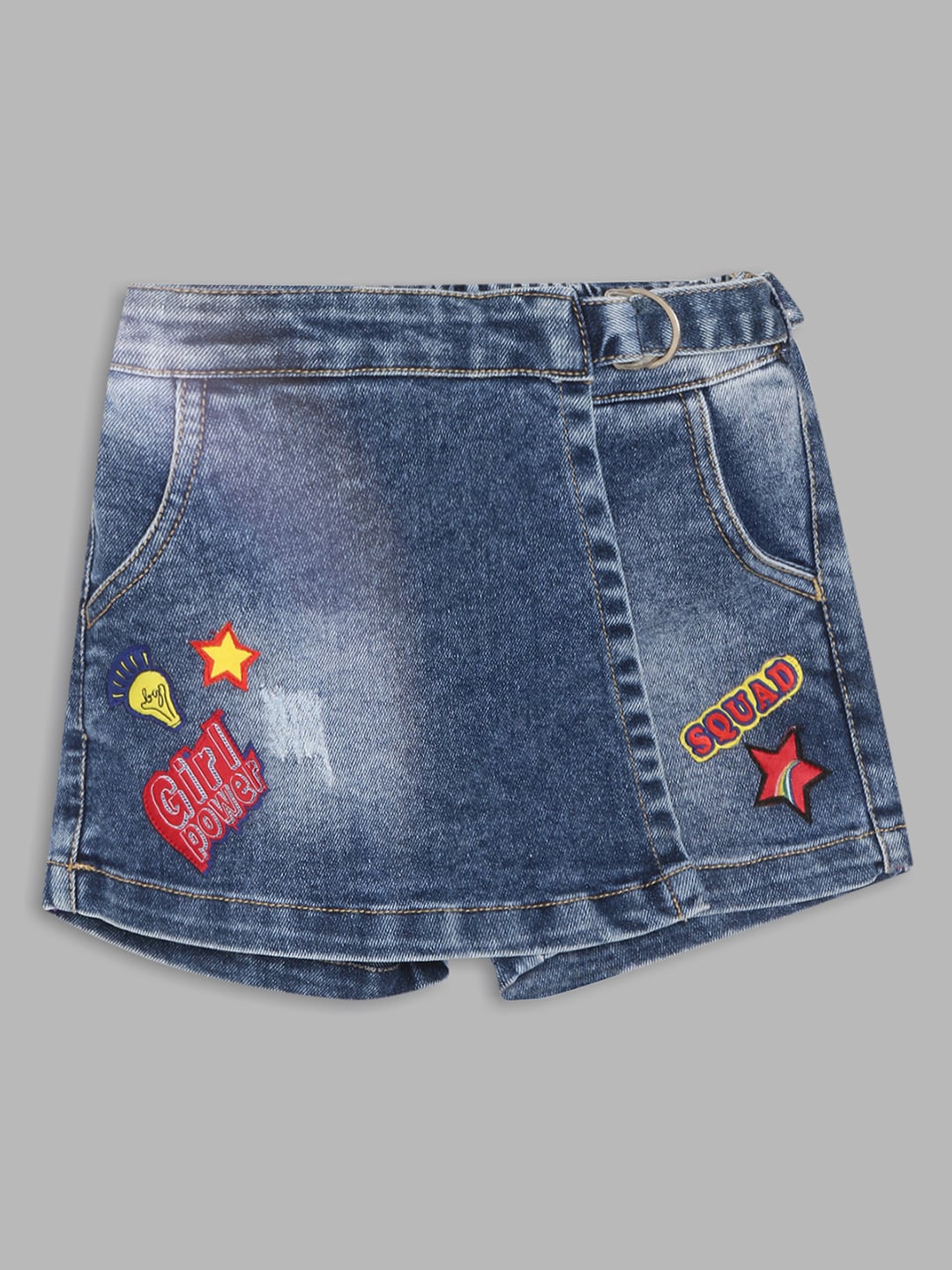 

Blue Giraffe Girls Blue Solid Denim Skirt