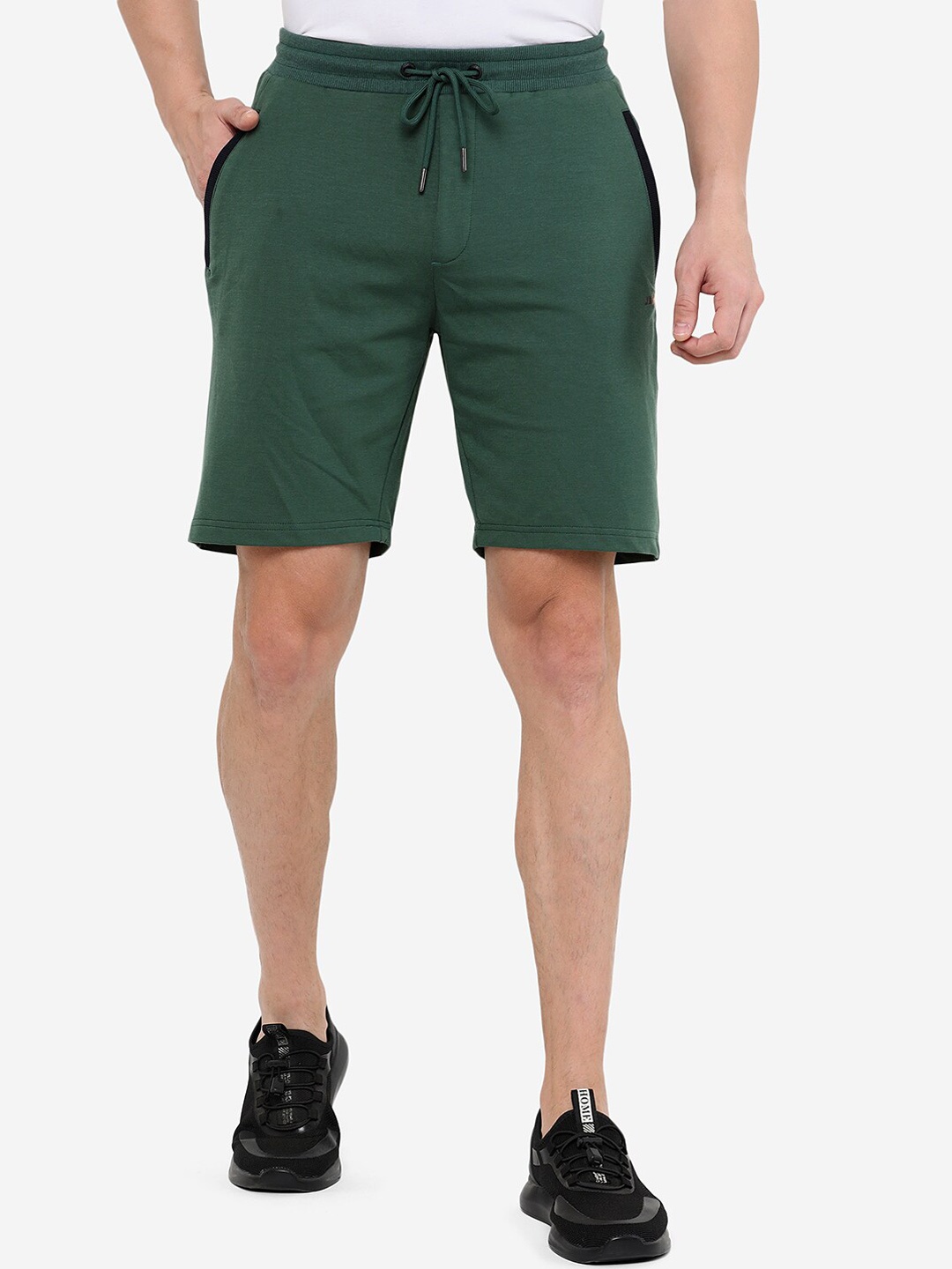 

JADE BLUE Men Green Cotton Sports Shorts