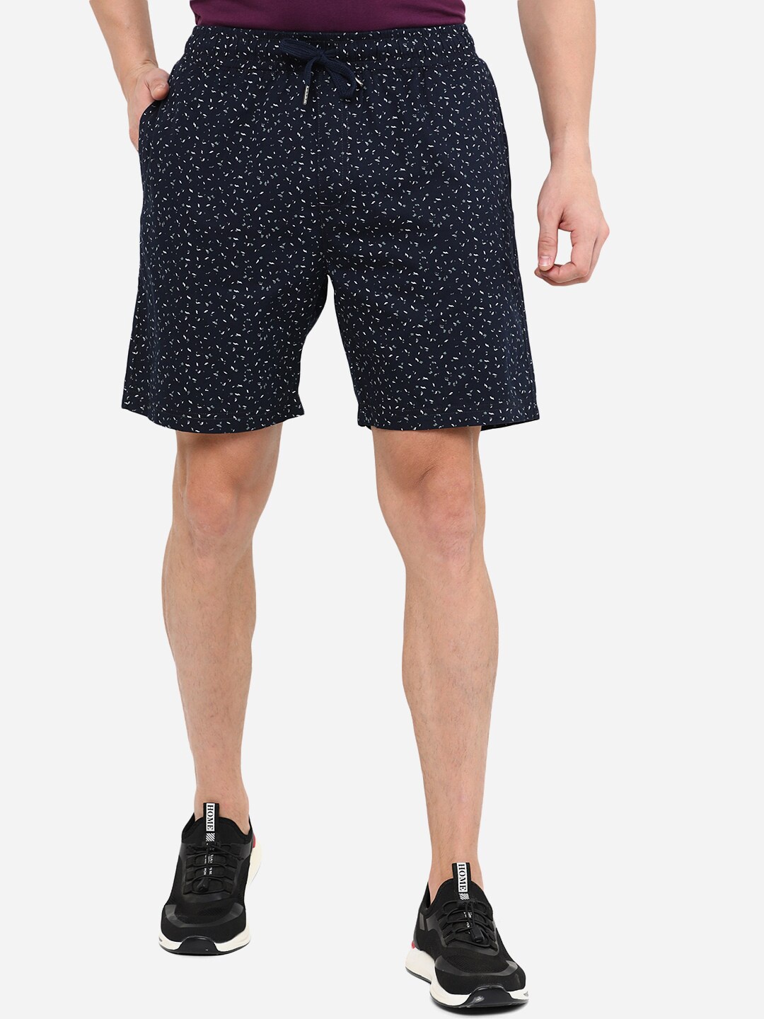 

JADE BLUE Men Black Printed Cotton Outdoor Shorts