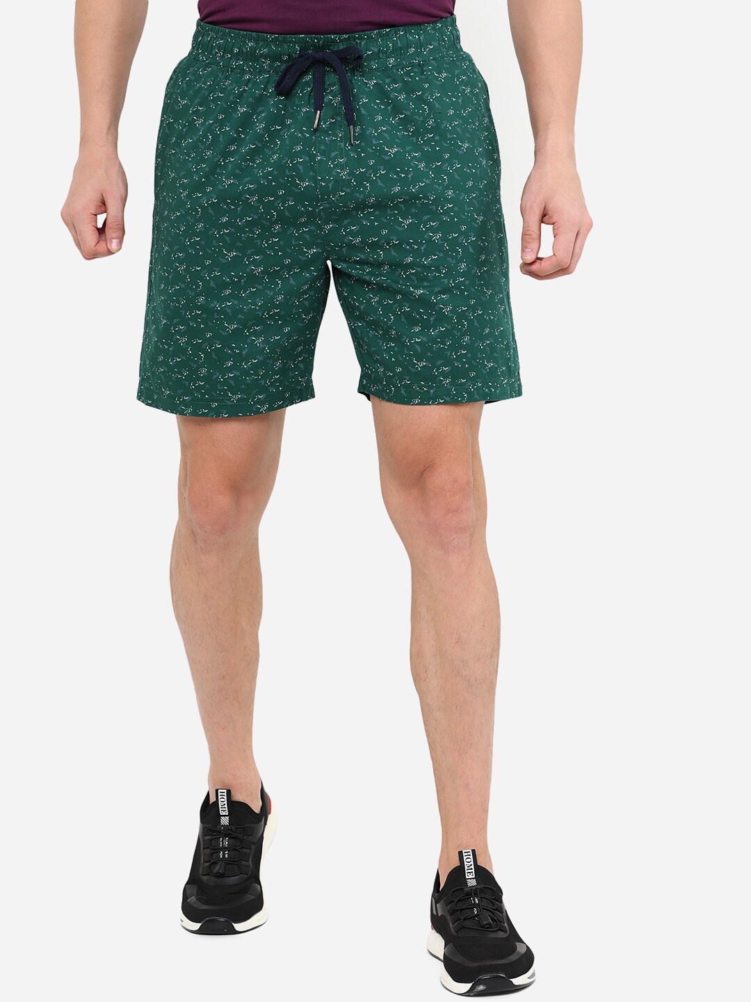 

JADE BLUE Men Green Printed Cotton Sports Shorts