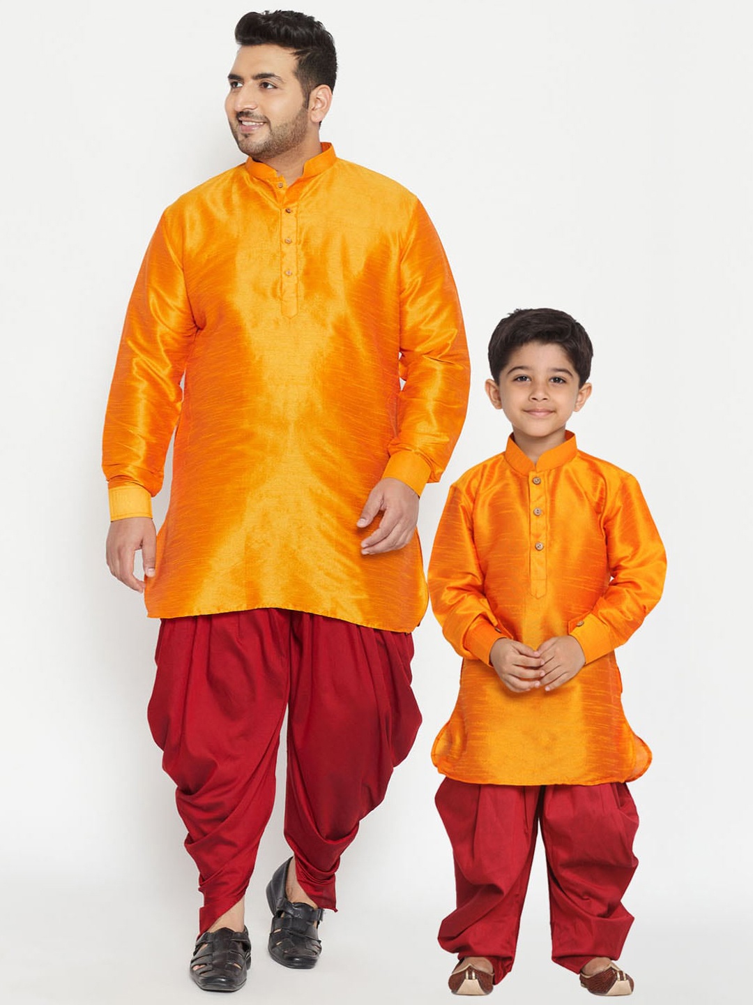 

VASTRAMAY Boys Orange Kurta with Dhoti Pants