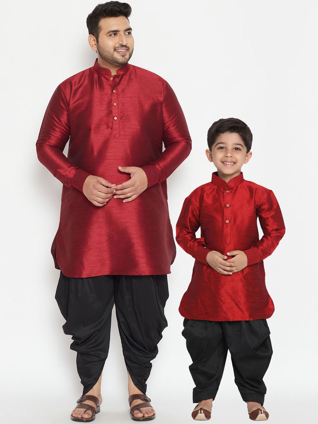 

VASTRAMAY Boys Maroon Kurta with Dhoti Pants