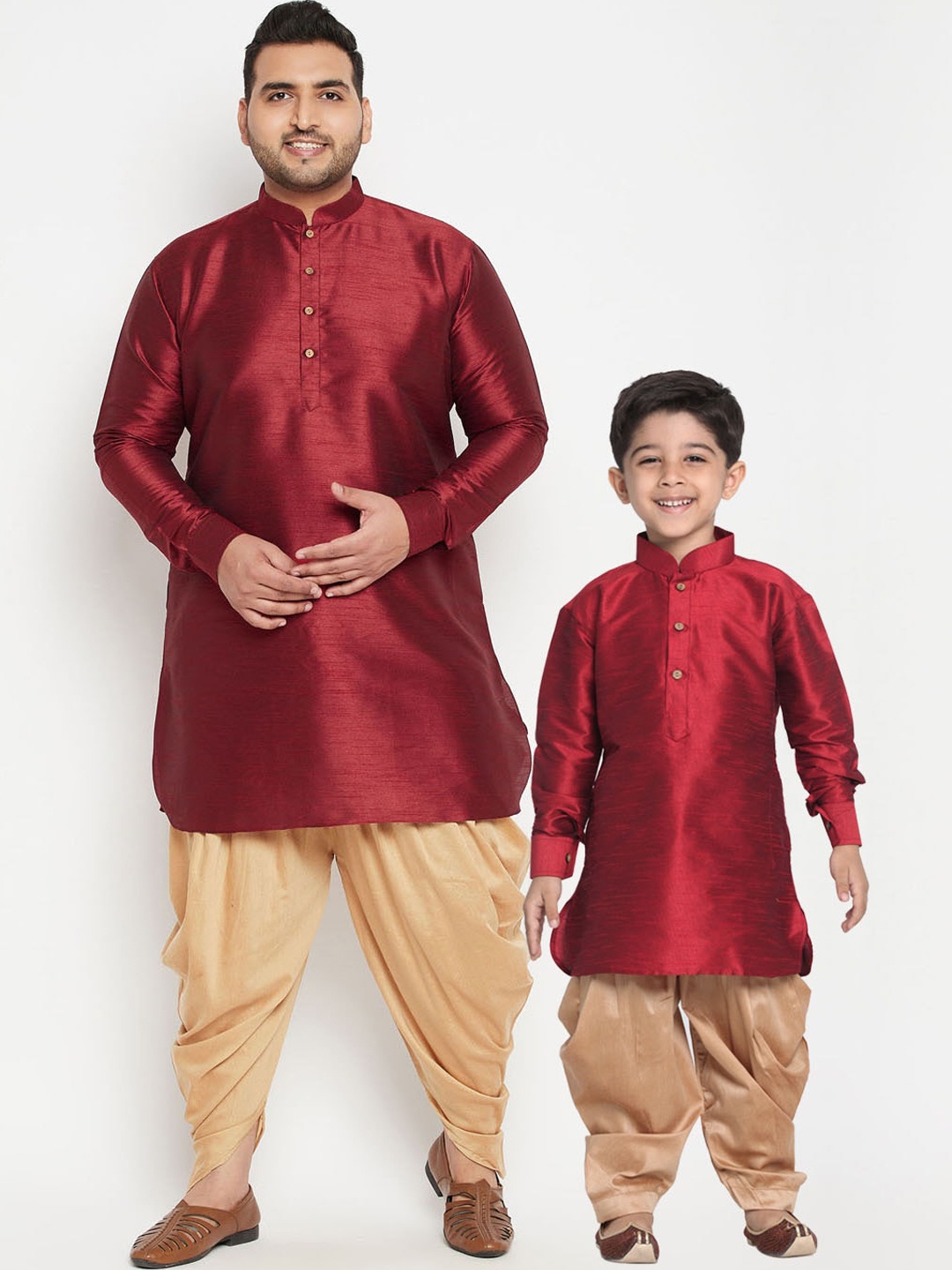 

VASTRAMAY Boys Maroon Kurta with Dhoti Pants