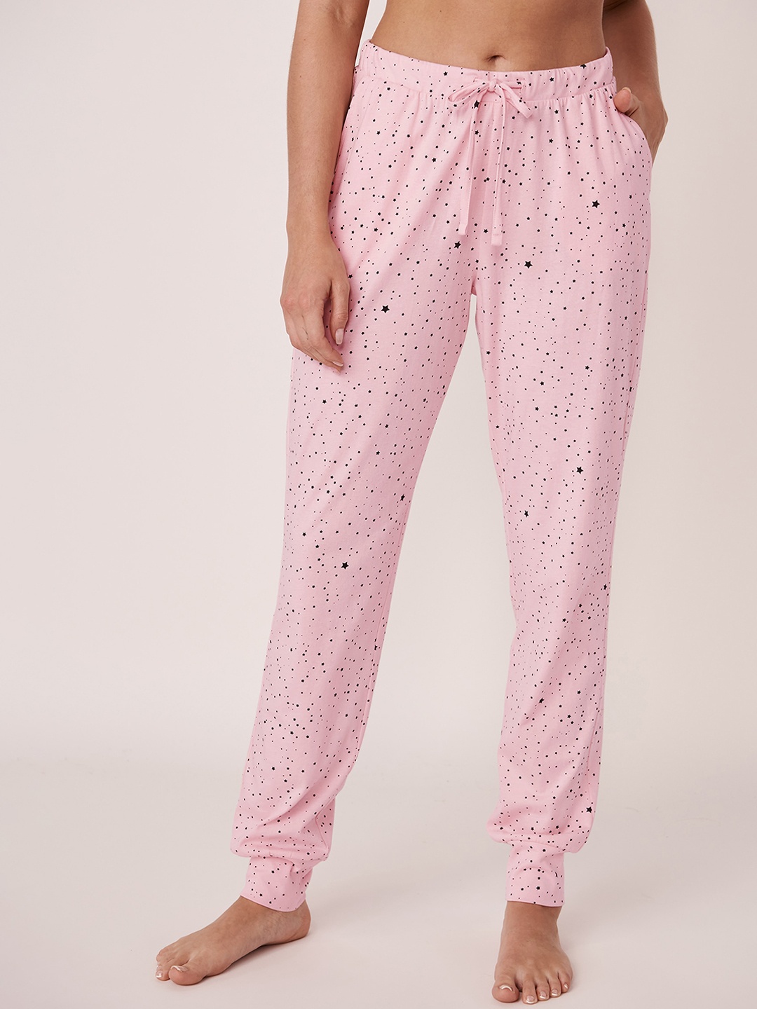 

La Vie en Rose Women Pink Printed Pure Cotton Lounge Joggers