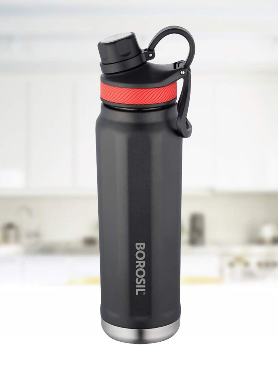 

BOROSIL Hydra SportSip Stainless Steel Vacuum Insulated Flask Water Bottle 710 ML, Black