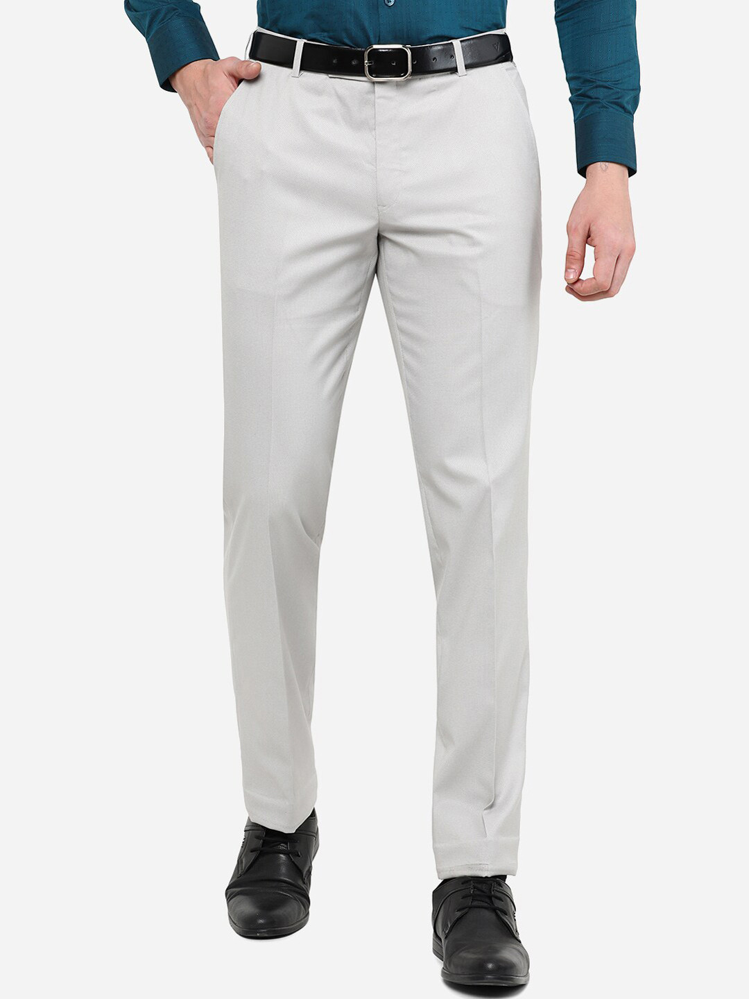 

Greenfibre Men Grey Slim Fit Trousers
