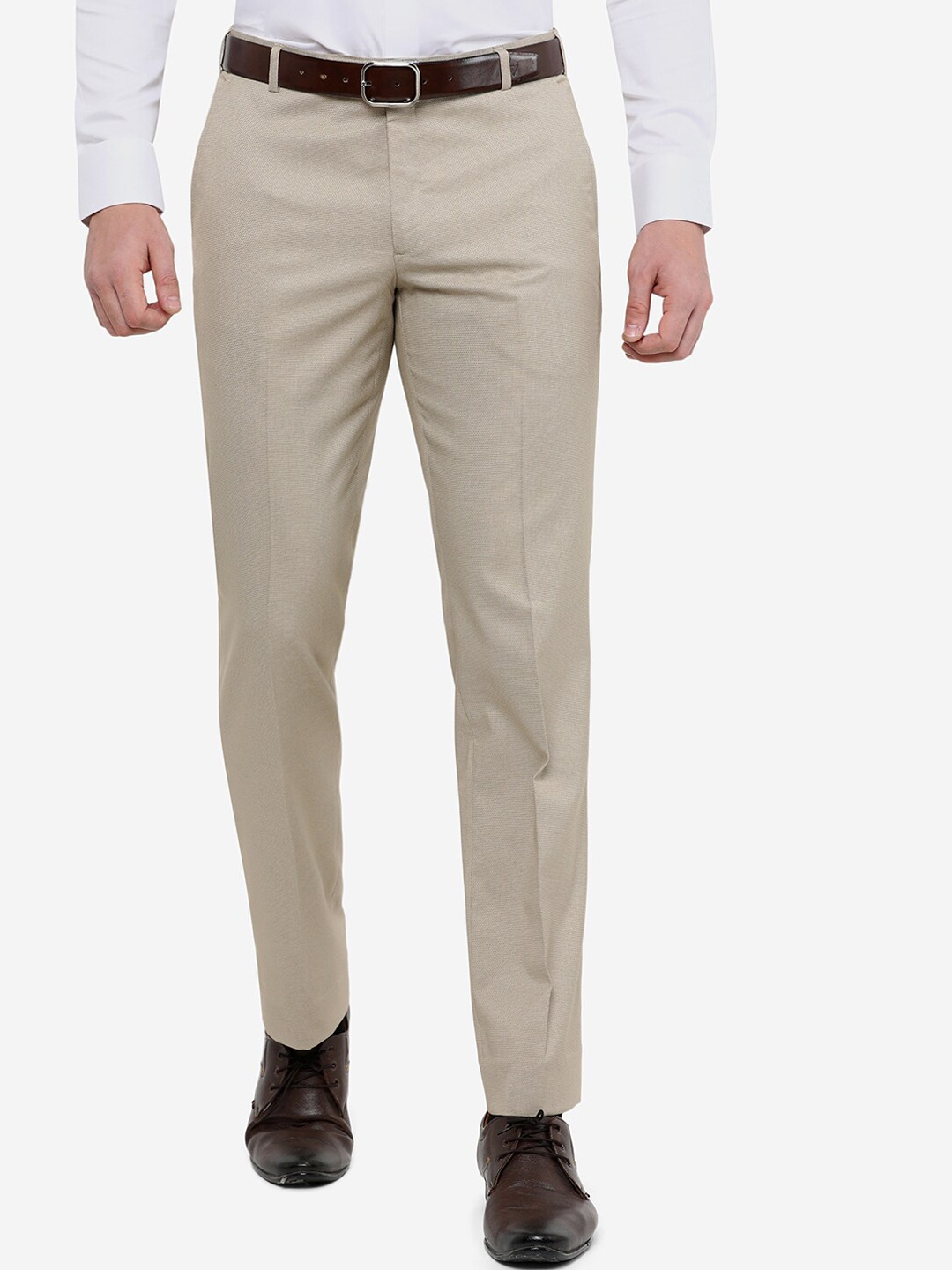 

Greenfibre Men Beige Slim Fit Trousers