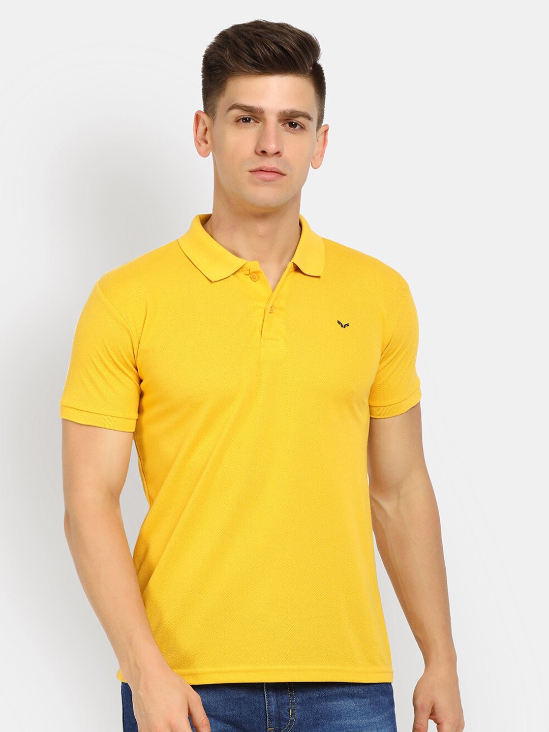 

V-Mart Men Yellow Polo Collar T-shirt