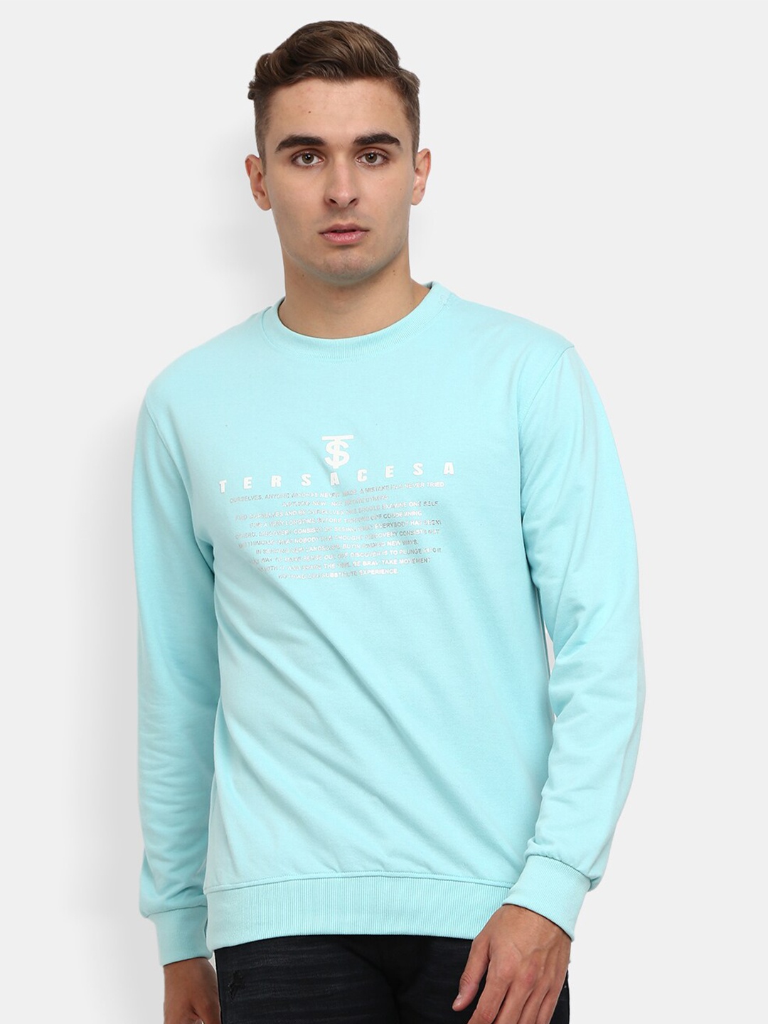 

V-Mart Men Blue Printed Cotton Sweatshirt