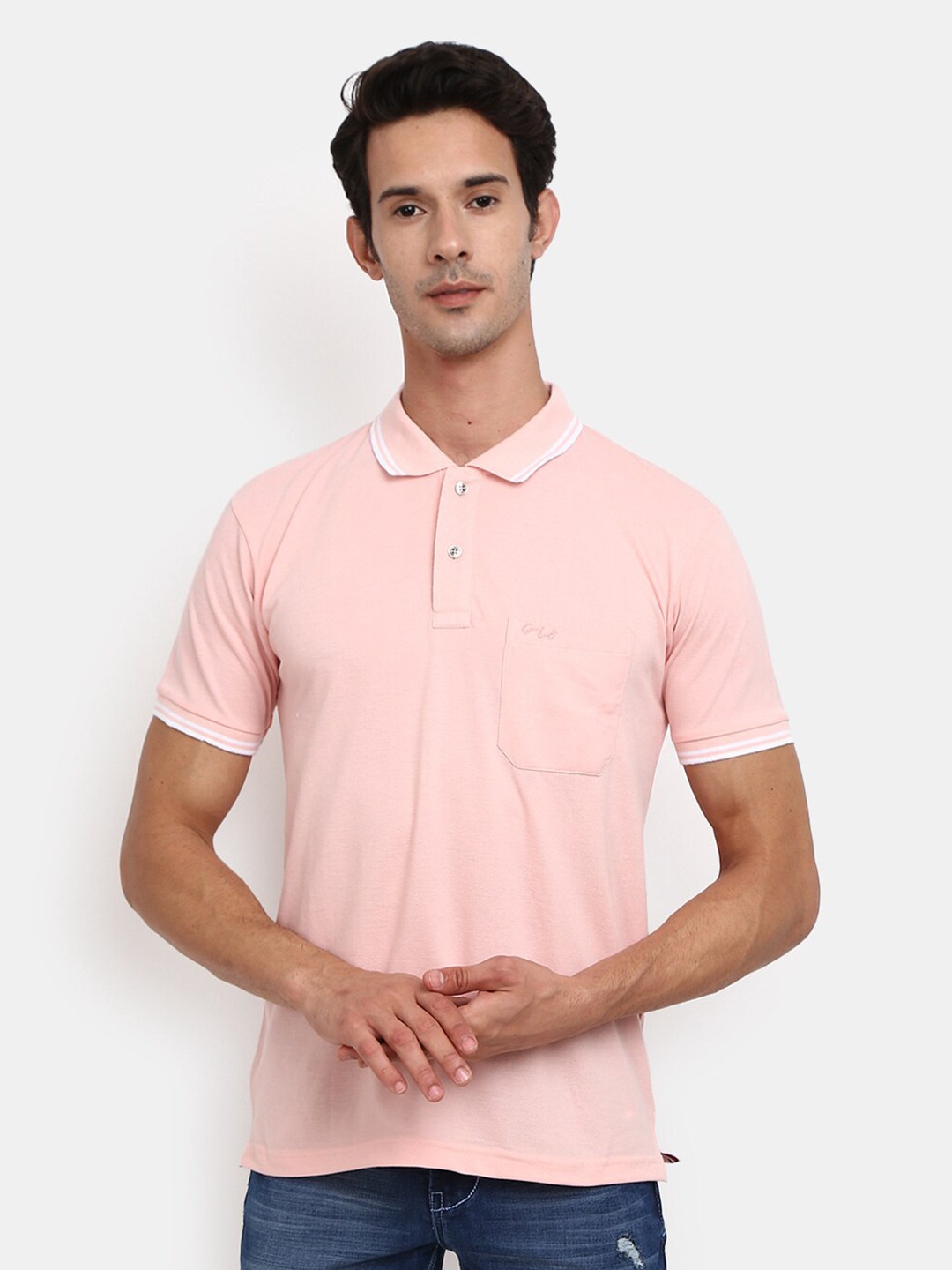 

V-Mart Men Pink Polo Collar T-shirt