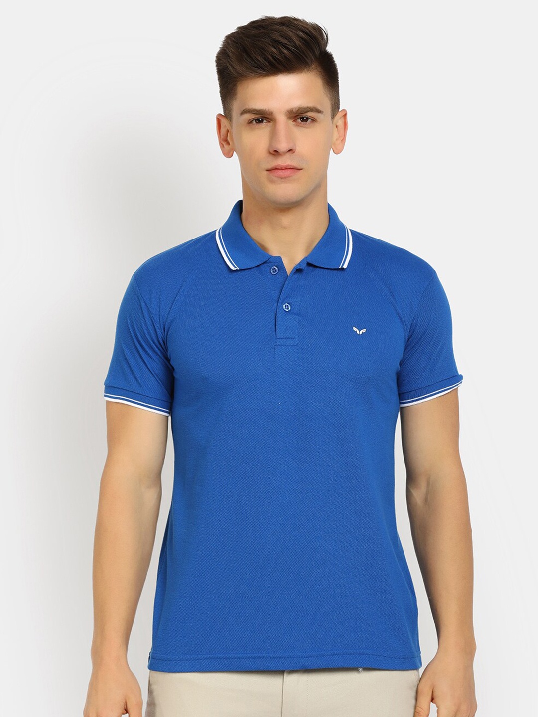 

V-Mart Men Blue Polo Collar T-shirt