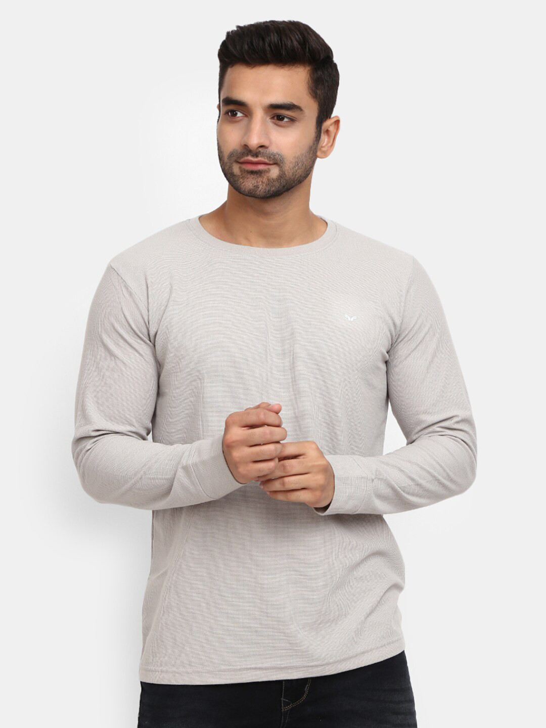 

V-Mart Men Grey Slim Fit T-shirt