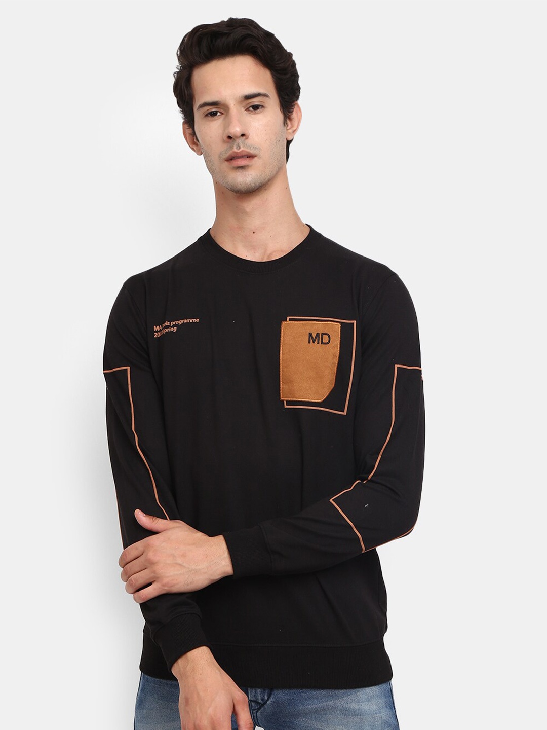 

V-Mart Men Black Slim Fit Cotton T-shirt