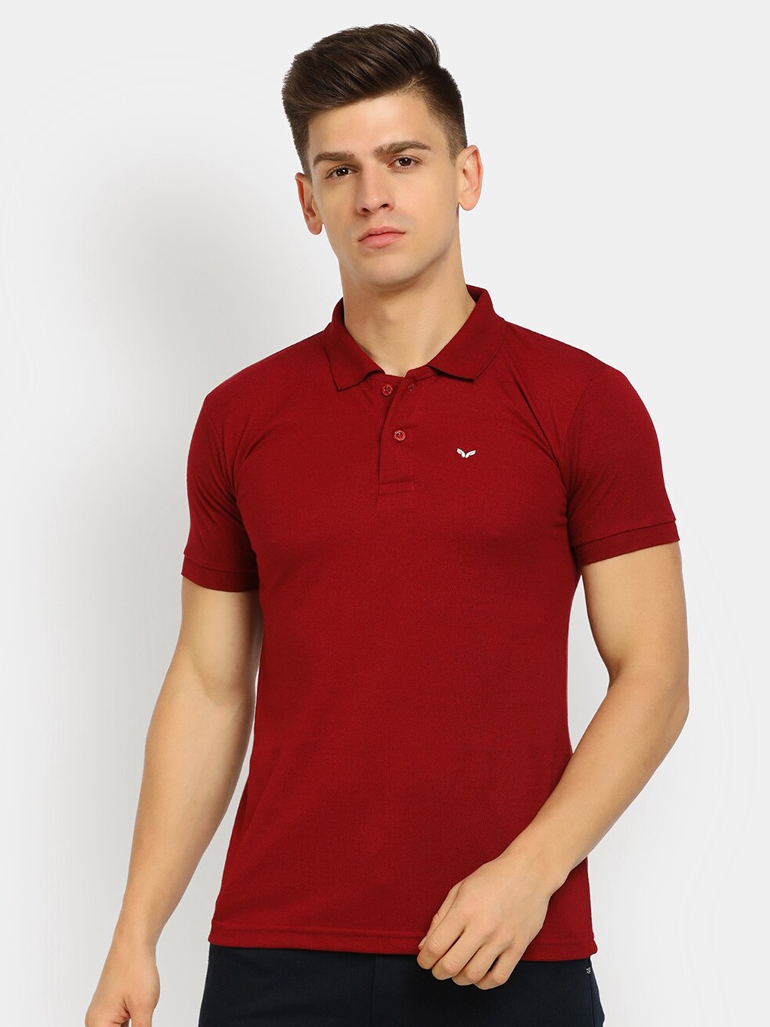 

V-Mart Men Red Polo Collar Cotton T-shirt