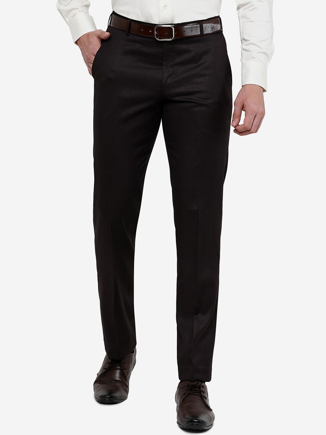 

METAL Men Brown Slim Fit Formal Trousers