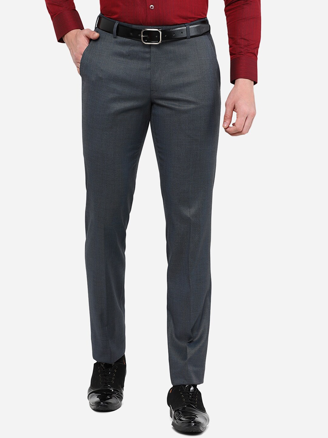

METAL Men Grey Slim Fit Formal Trousers