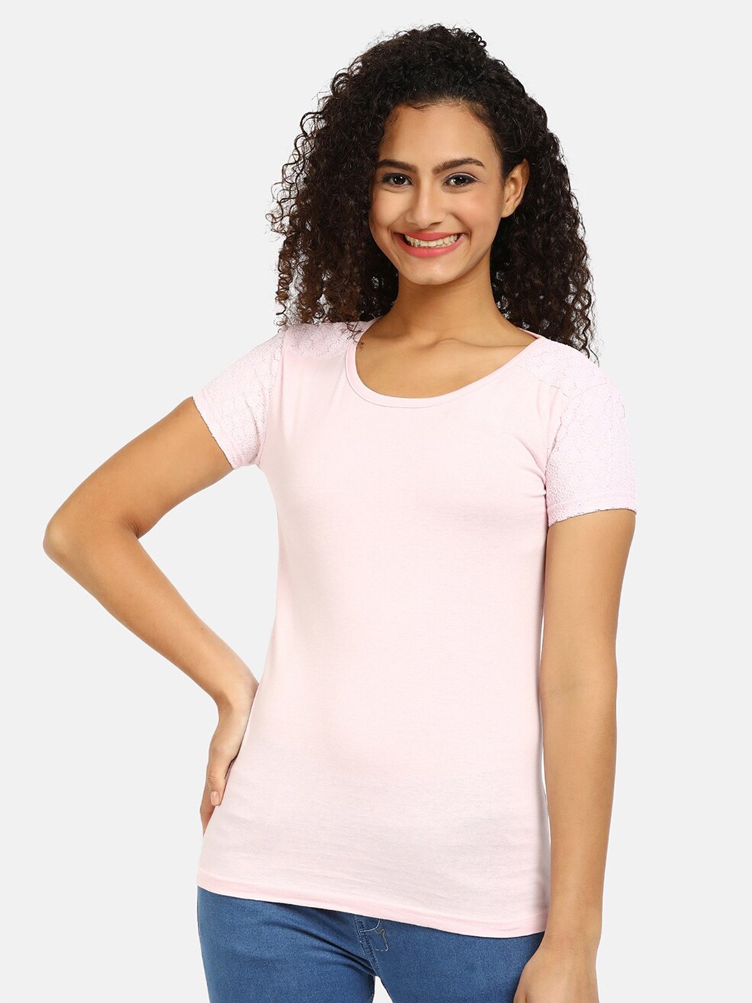 

V-Mart Women Pink Cotton T-shirt