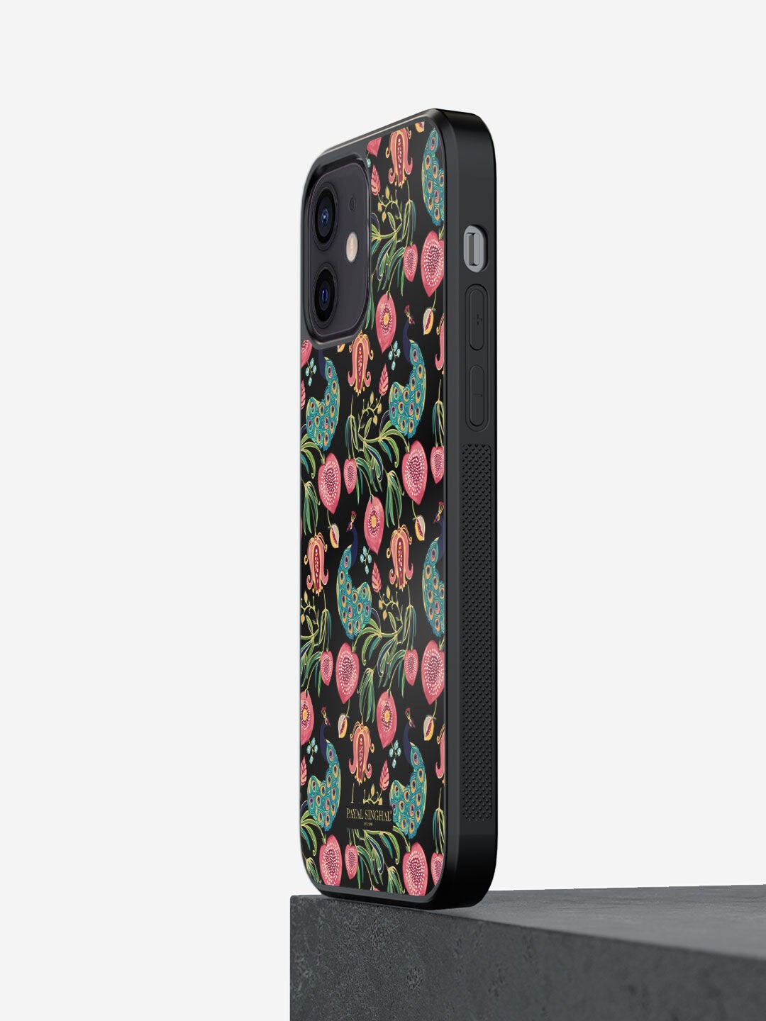 

macmerise Black Printed Rubber iPhone 12 Bumper Phone Back Case