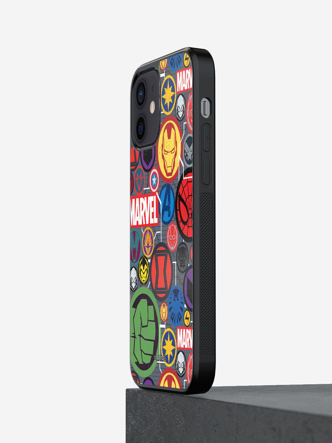 

macmerise Blue & Green Marvel Iconic Mashup Design Printed iPhone 12 Phone Back Case