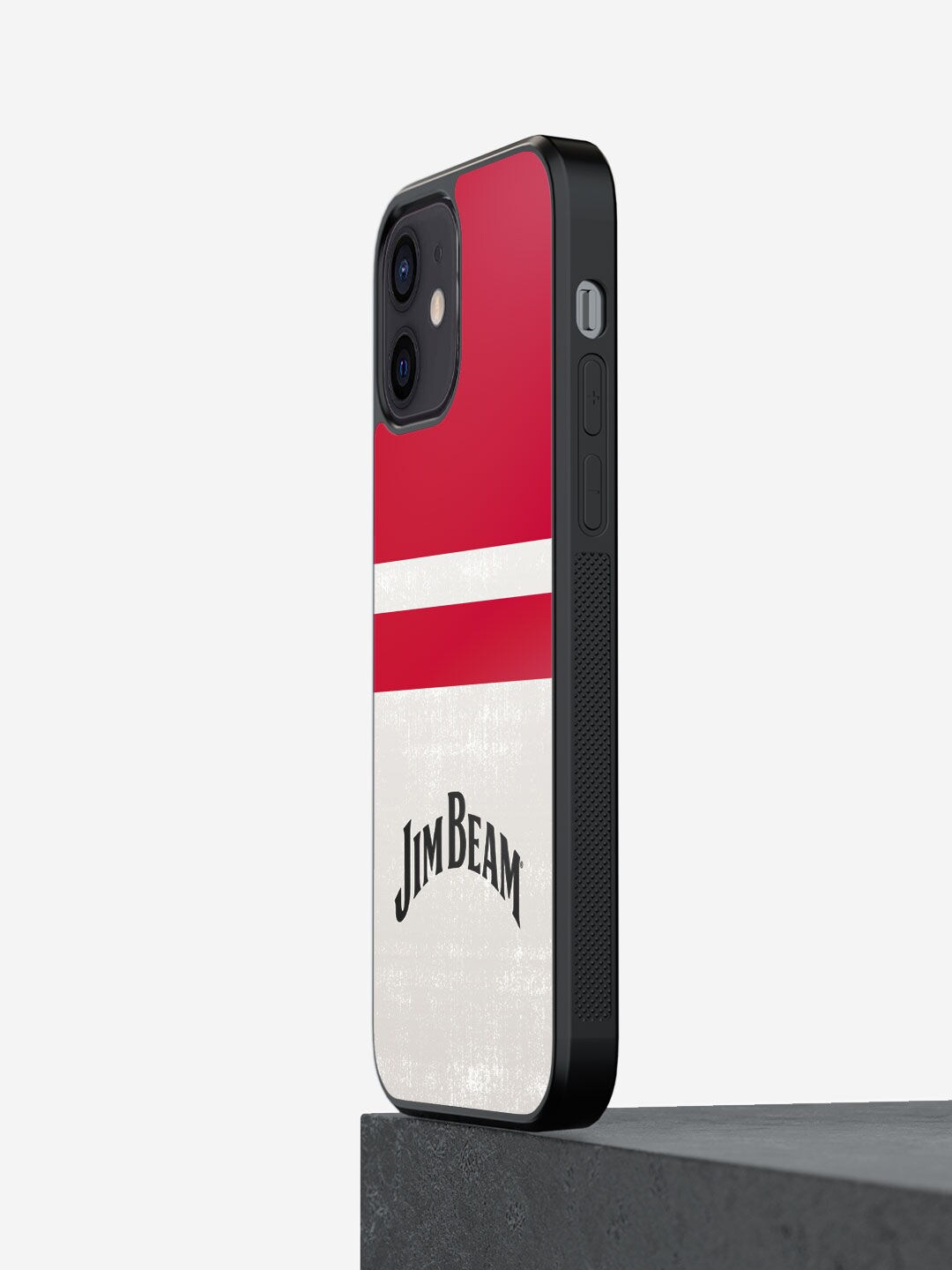 

macmerise Red & Off White Printed Jim Beam iPhone 12 Phone Back Case