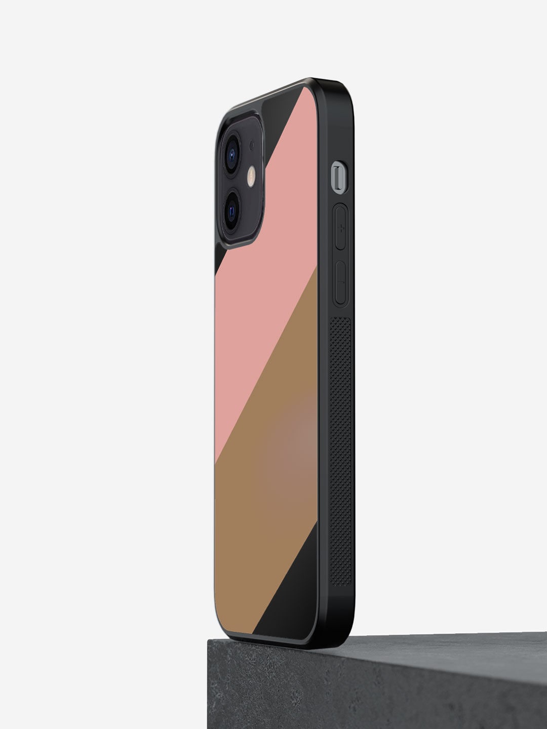 

macmerise Black Printed Slanted Design iPhone 12 Phone Back Case