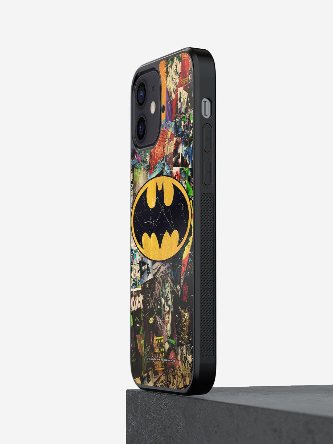 

macmerise Black Comic Bat Design Printed iPhone 12 Back Case, Yellow