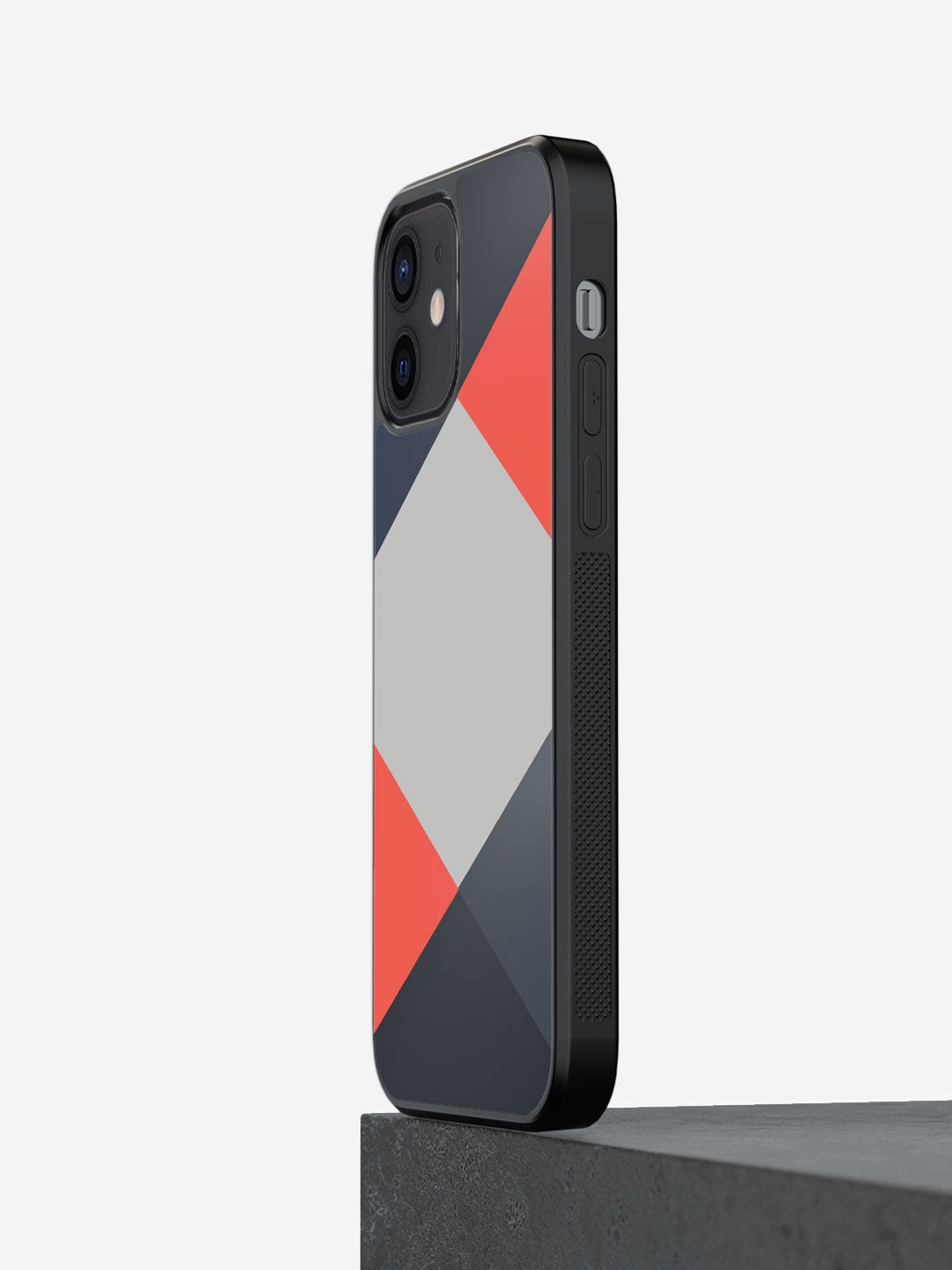 

macmerise Grey Printed Criss Cross Coral Design iPhone 12 Phone Back Case